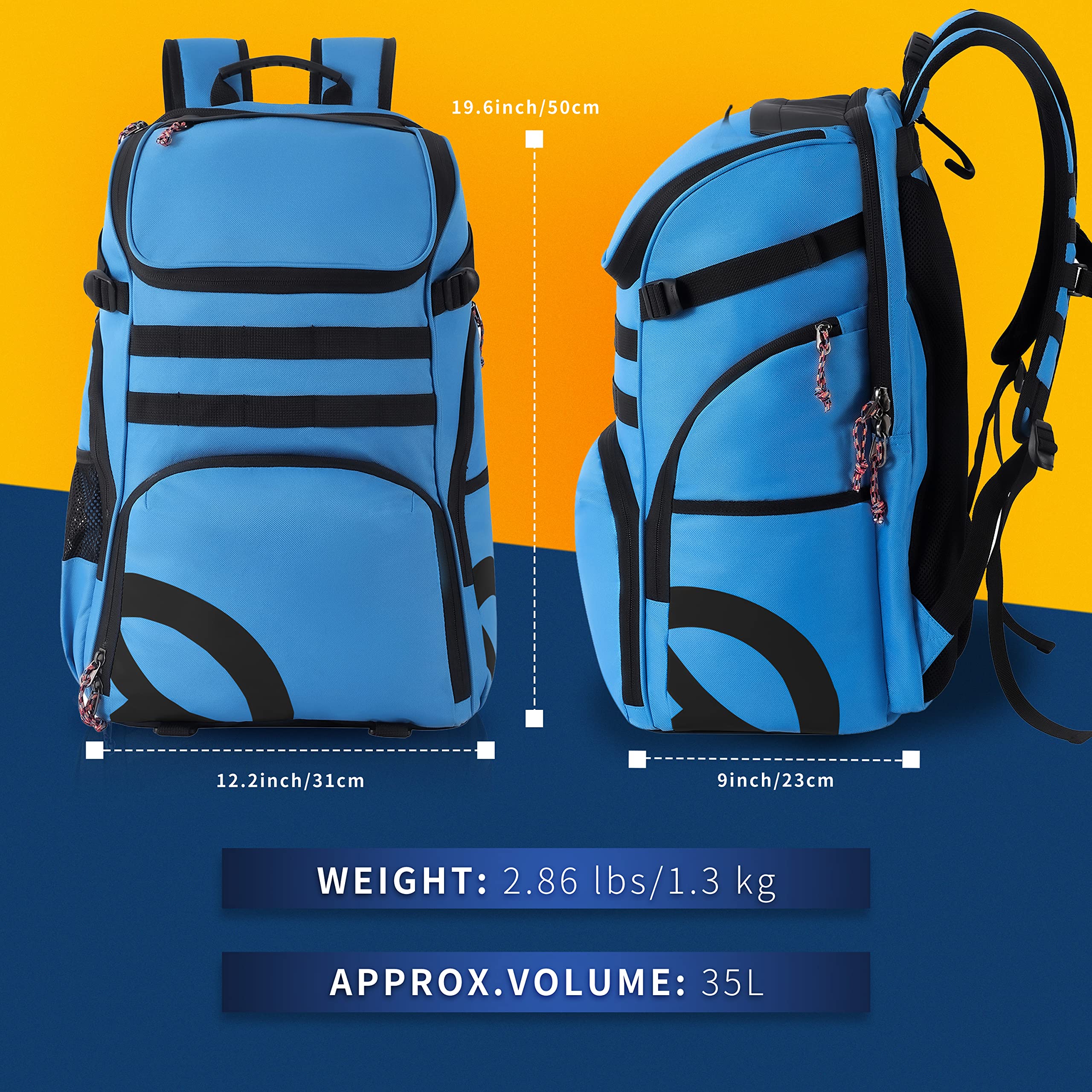 Best Basketball Backpack for Men & Women - Large Sports Gym Bag with Ball Compartment & Shoe Pocket - Perfect for Basketball, Soccer, Gym & Travel