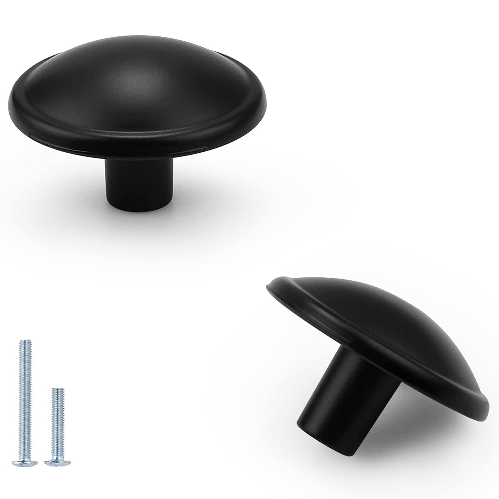 GOBEKOR 1 Pack Matte Black Round Cabinet Knobs - Kitchen Cabinet Handles & Dresser Drawer Pulls - Perfect for Home Kitchen, Bathroom, Bedroom Furniture Upgrade