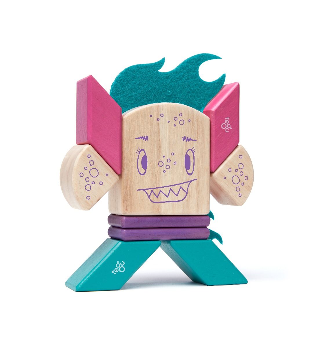 Tegu Sticky Monsters - Finklebear Magnetic Wooden Building Blocks for Kids, STEM Educational Toys for Creative Play | Perfect for Home, Classroom & Travel Activities