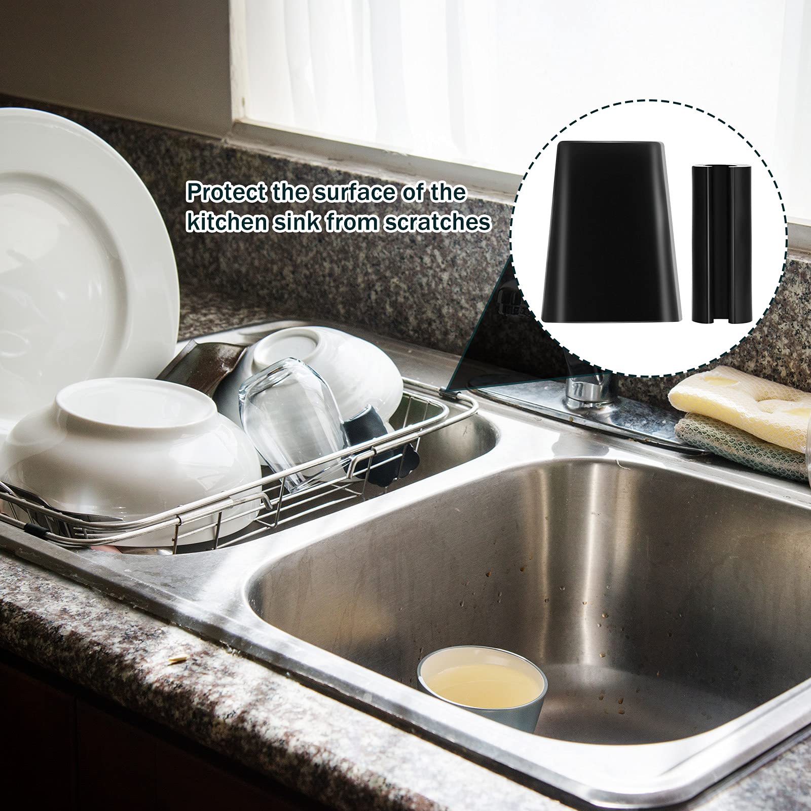 32 Pcs Black Hard Rubber Feet for Kitchen Sink Grid - Protective Bumpers for Sink Rack, Wire Rack Protectors - Durable & Non-Slip Home Kitchen Accessories (Perfect for Protecting Countertops & Cabinets from Scratches)