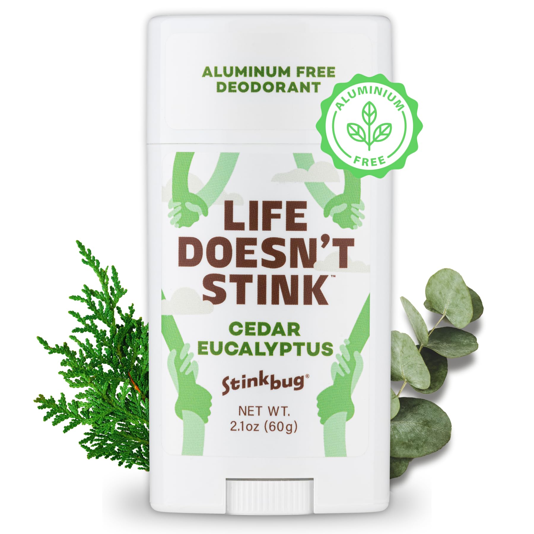 Natural Organic Deodorant Stick with Cedar & Eucalyptus - Aluminum Free, Coconut Oil & Beeswax Formula - 2.1oz by Stinkbug Naturals | Fresh All-Day Protection for Workouts, Travel & Daily Use