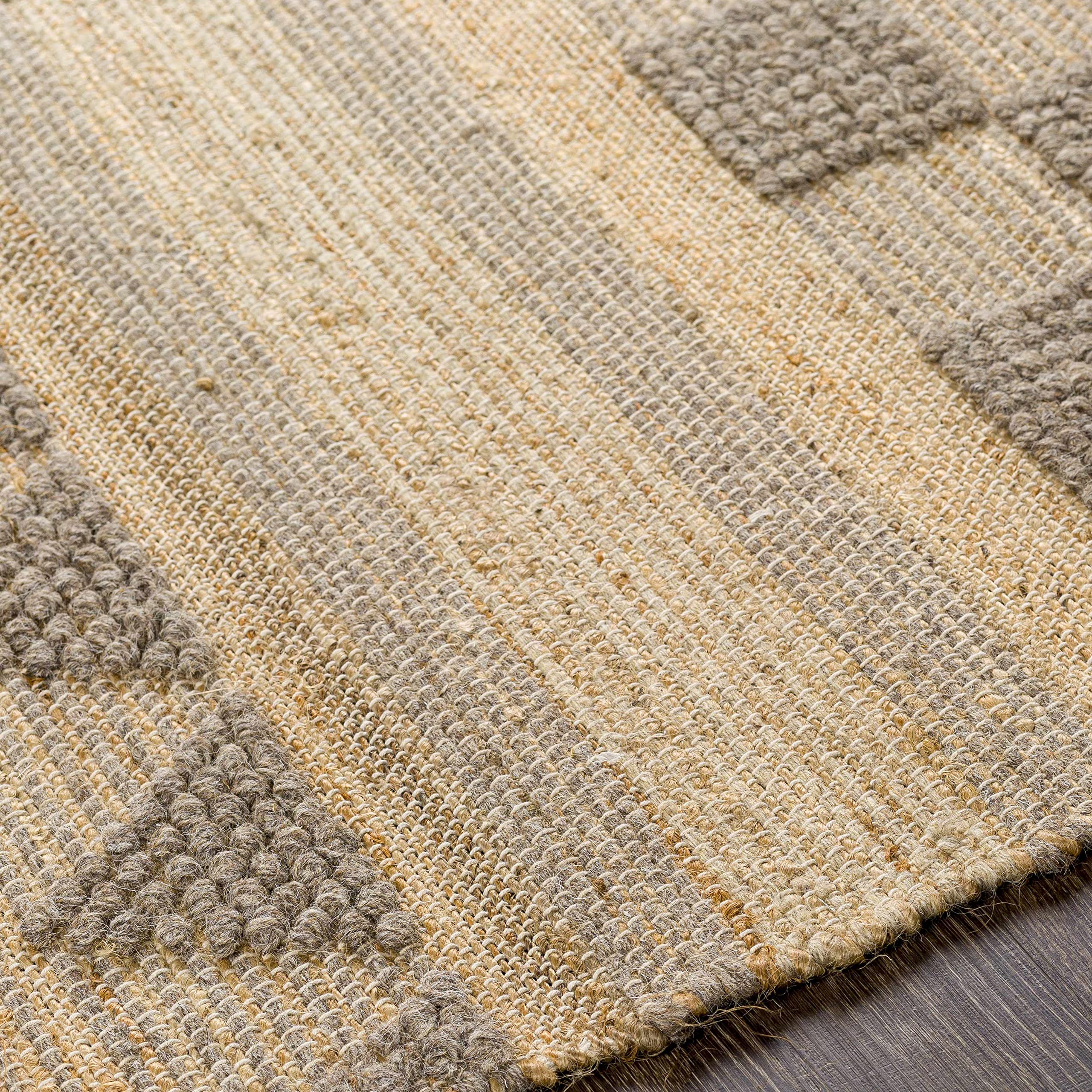 Bohemian Transitional Jute Area Rug for Living Room & Bedroom - 2' x 3' Tan & Gray - Hauteloom Ardee - Perfect for Boho Decor, Cozy Spaces & Neutral Home Styling