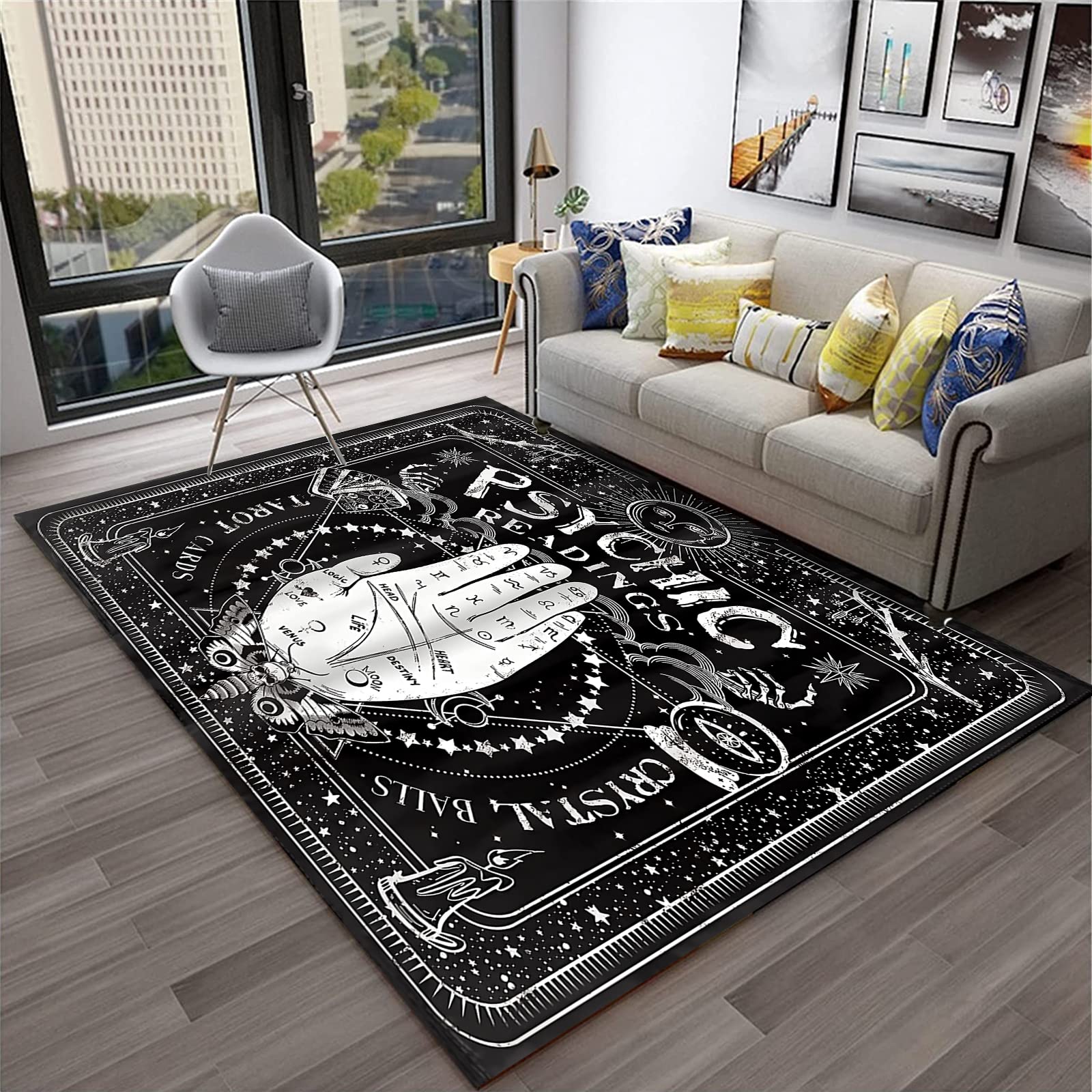 Gothic Skull Area Rug - Moth Tarot Witch Design Mysterious Home Decor for Living Room, Bedroom & Gothic Themed Spaces
