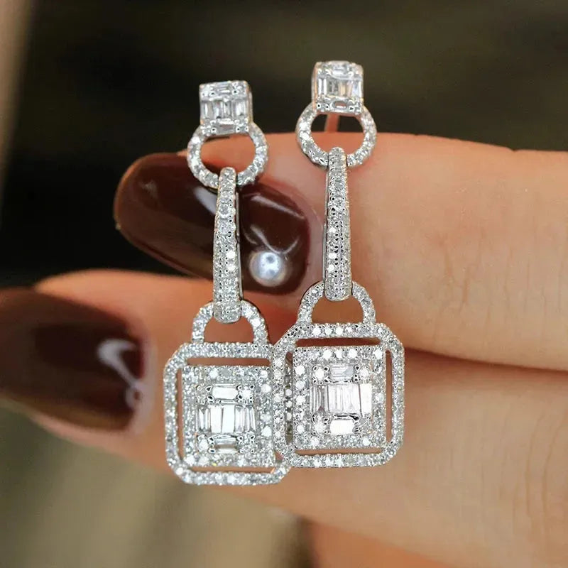 18K White Gold Diamond Drop Earrings for Women | 0.80 Carat Natural Diamond Luxury Jewelry | Elegant Party, Wedding & Evening Wear Accessories