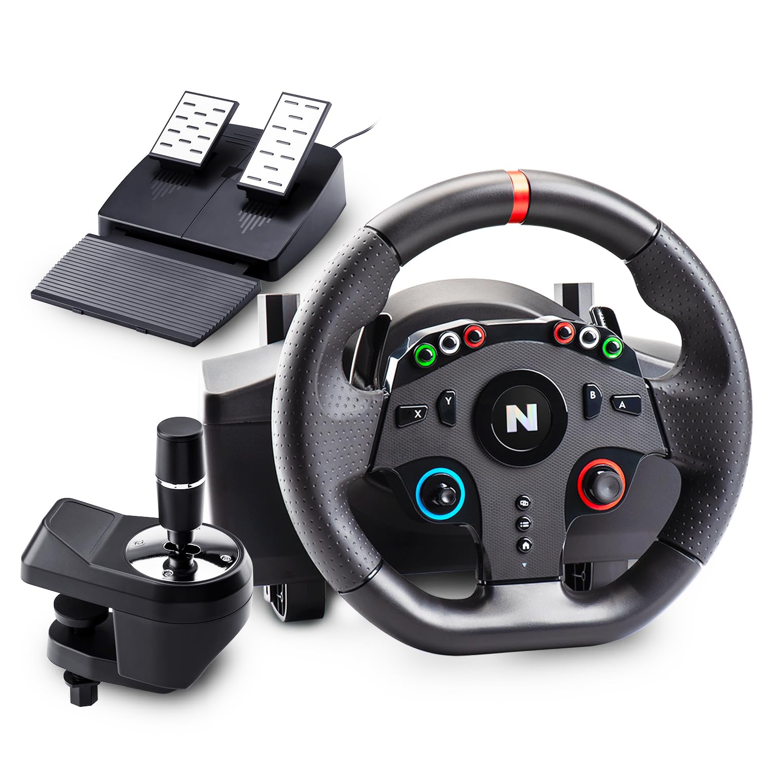 NITHO Drive Pro ONE 270 Degree Gaming Steering Wheel with Pedals & Shifter - Compatible with PS4, PC, Xbox One, Xbox Series X/S & Switch - Zero Dead Zone Racing Wheel for Simulation Games & Drifting