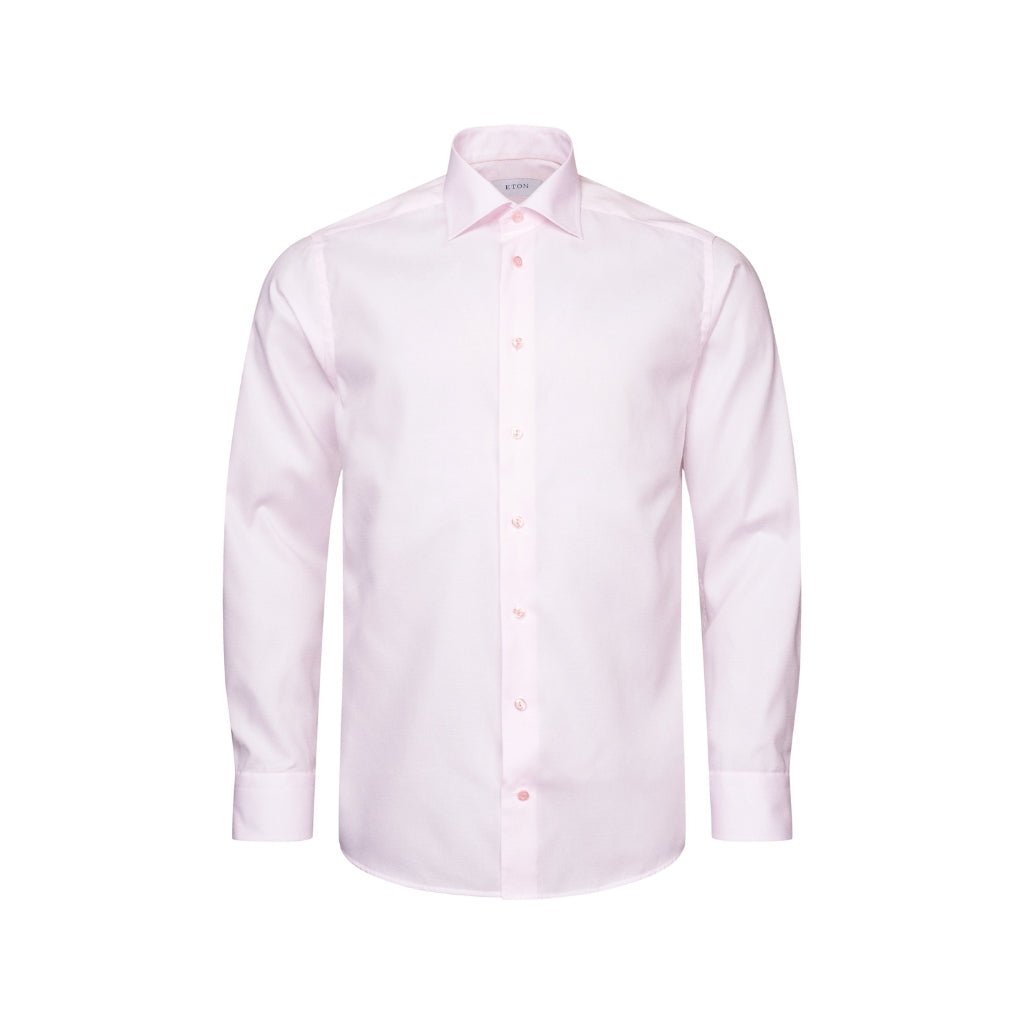 ETON Men's Semi-Solid Twill Dress Shirt - Single Cuff, Contemporary Slim Fit, Light Pink - Perfect for Business Casual & Office Wear
