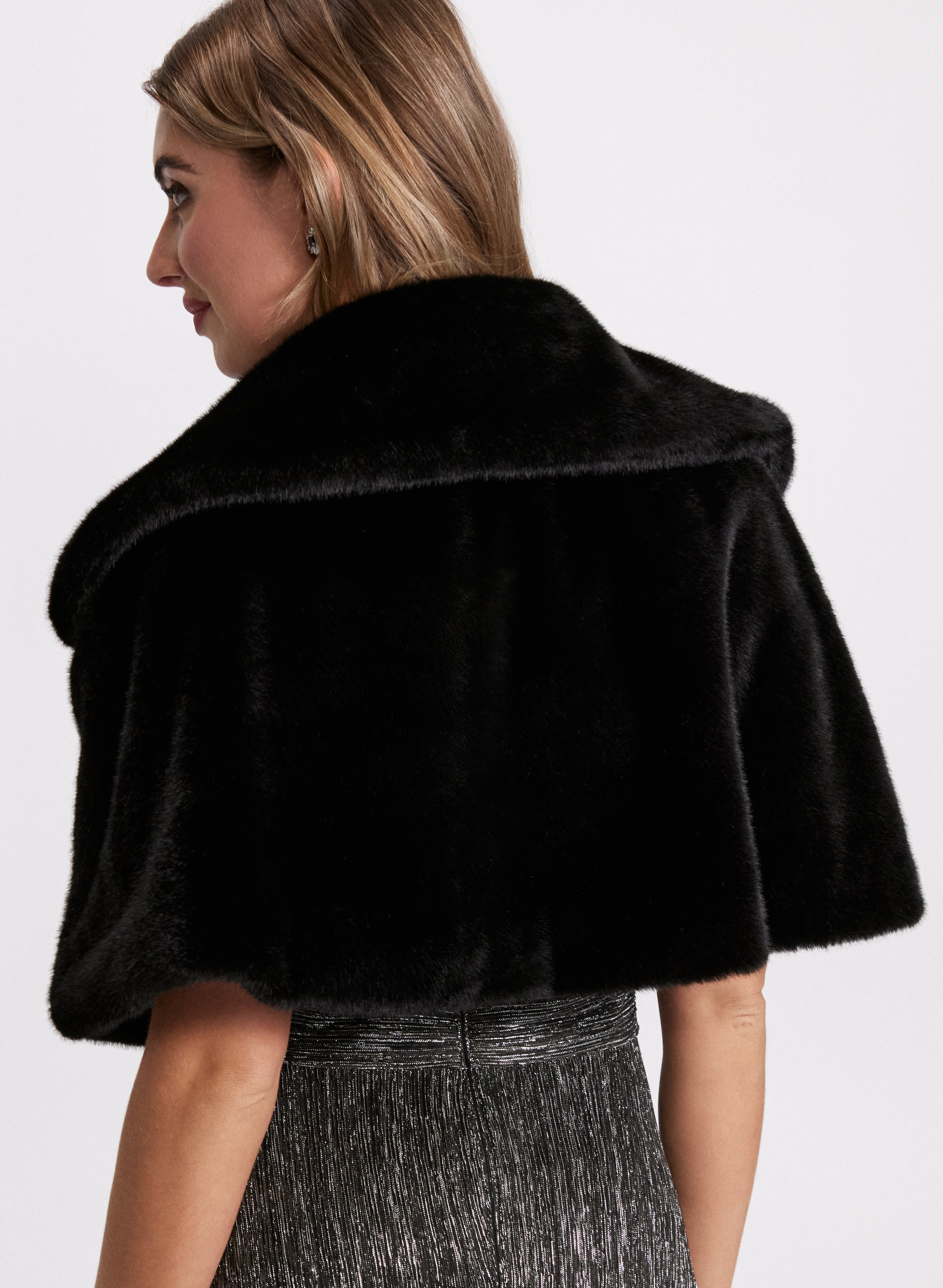 Luxury Embellished Faux Fur Cape - Elegant Winter Shawl for Women | Perfect for Parties, Weddings & Holiday Events