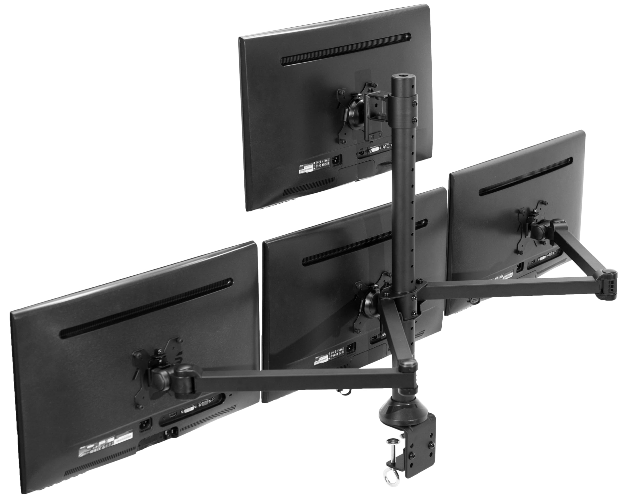 VIVO Quad Monitor Stand for 13 to 32 inch Screens | 4 Arm Adjustable VESA Mount | Heavy Duty Clamp-on Desk Mount | Perfect for Home Office, Gaming & Multi-Tasking Workstations (Black, STAND-V104A)