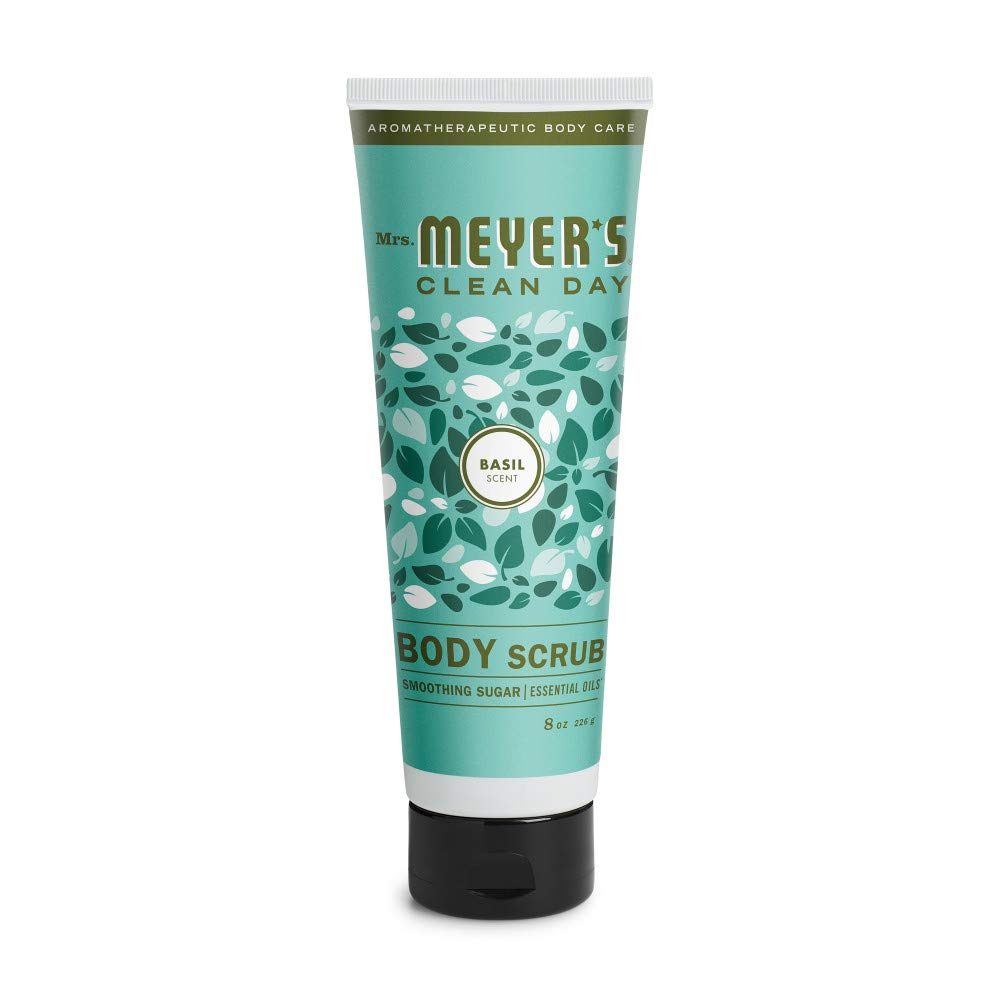 Mrs. Meyer's Clean Day Exfoliating Sugar Body Scrub with Basil Essential Oils - Hydrating & Refreshing 8 oz for Soft, Smooth Skin - Perfect for Shower, Spa & Self-Care Routine
