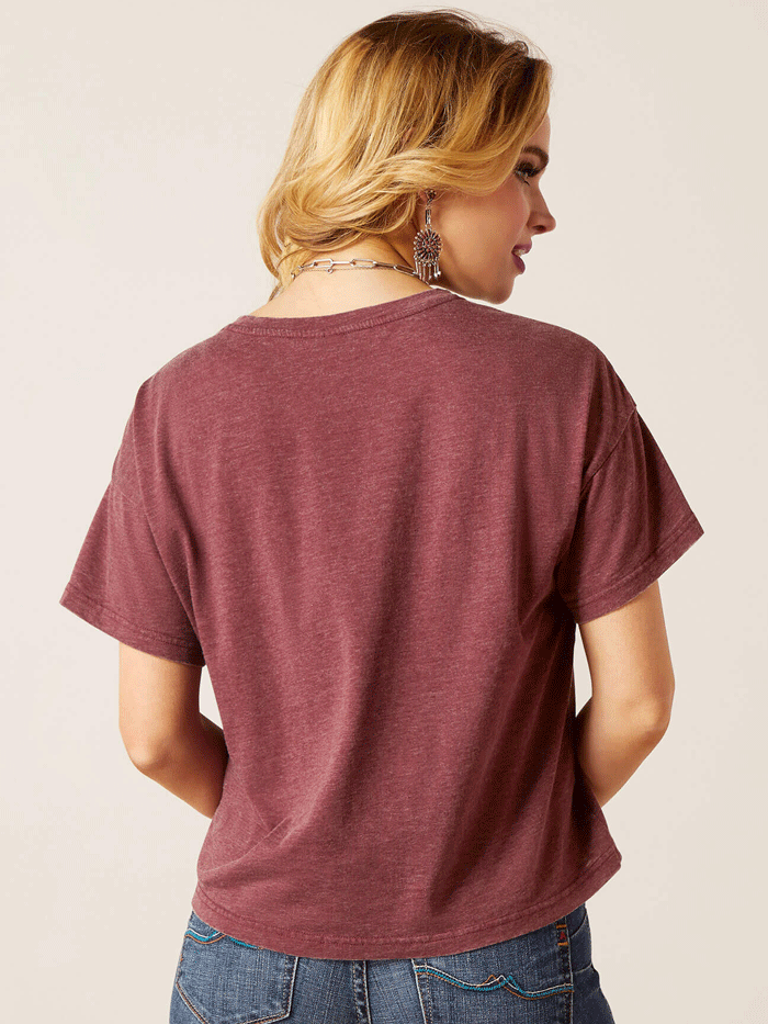 Ariat Women's Rock n Roll T-Shirt - Tawny Port Burgundy | Comfortable & Stylish Casual Tee for Music Lovers & Western Fashion
