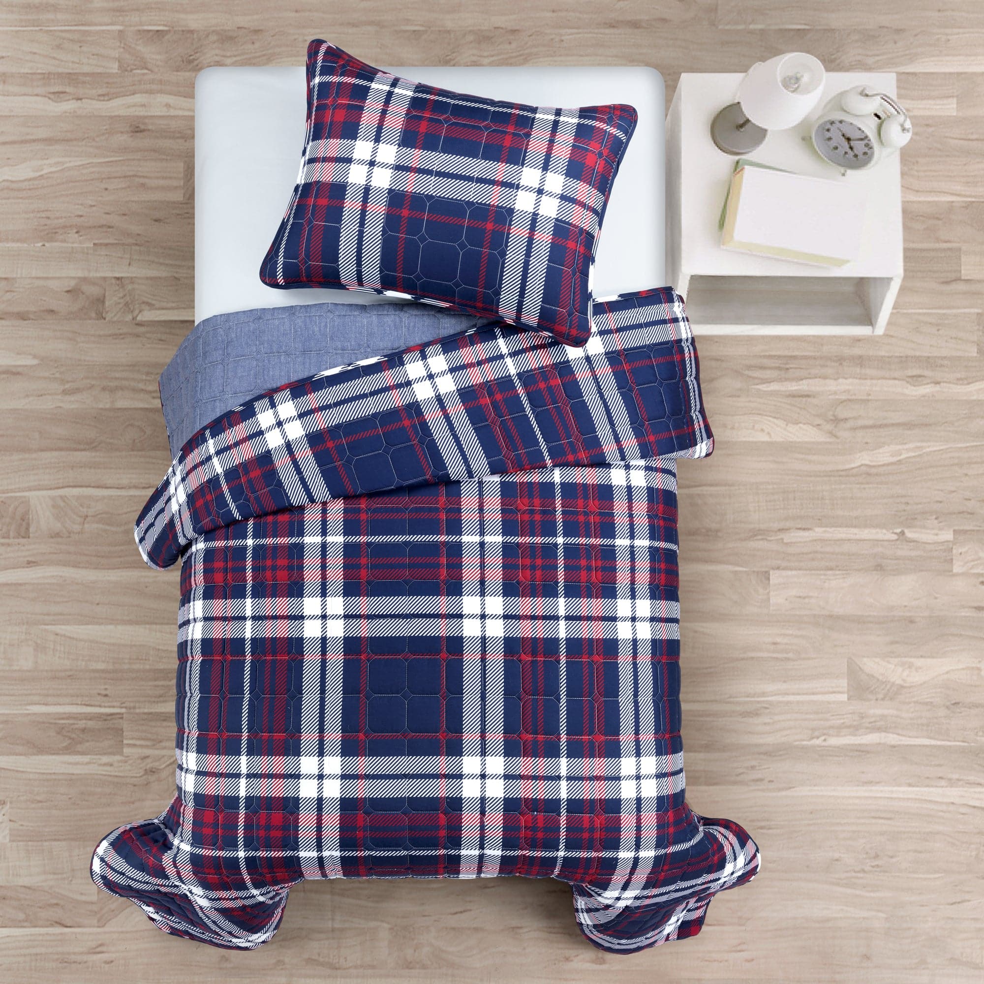 Grayson Farmhouse Plaid Reversible Quilt Set - King Size Bedding, Soft Cotton Blend, Rustic Home Decor for Cozy Bedroom & Guest Room