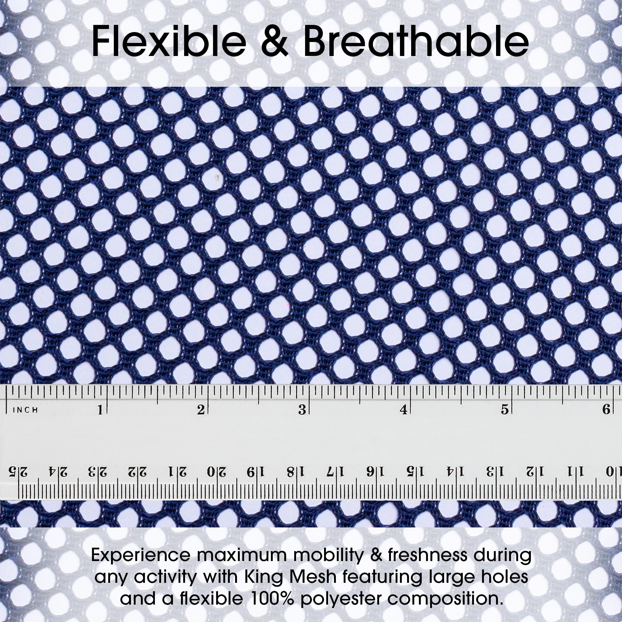 Pico Textiles 5 Yards Navy Polyester King Mesh Jersey Fabric - 60