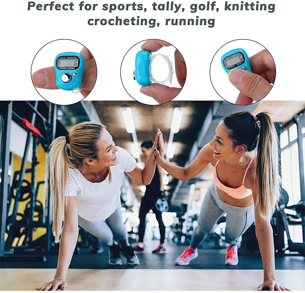 Blue LED Digital Row Counter - 5 Digit Display Handheld Clicker with Ring | Electronic Finger Tally Counter for Knitting, Golf & Track Field | Perfect for Craft Counting, Sports Scorekeeping & Event Attendance Tracking