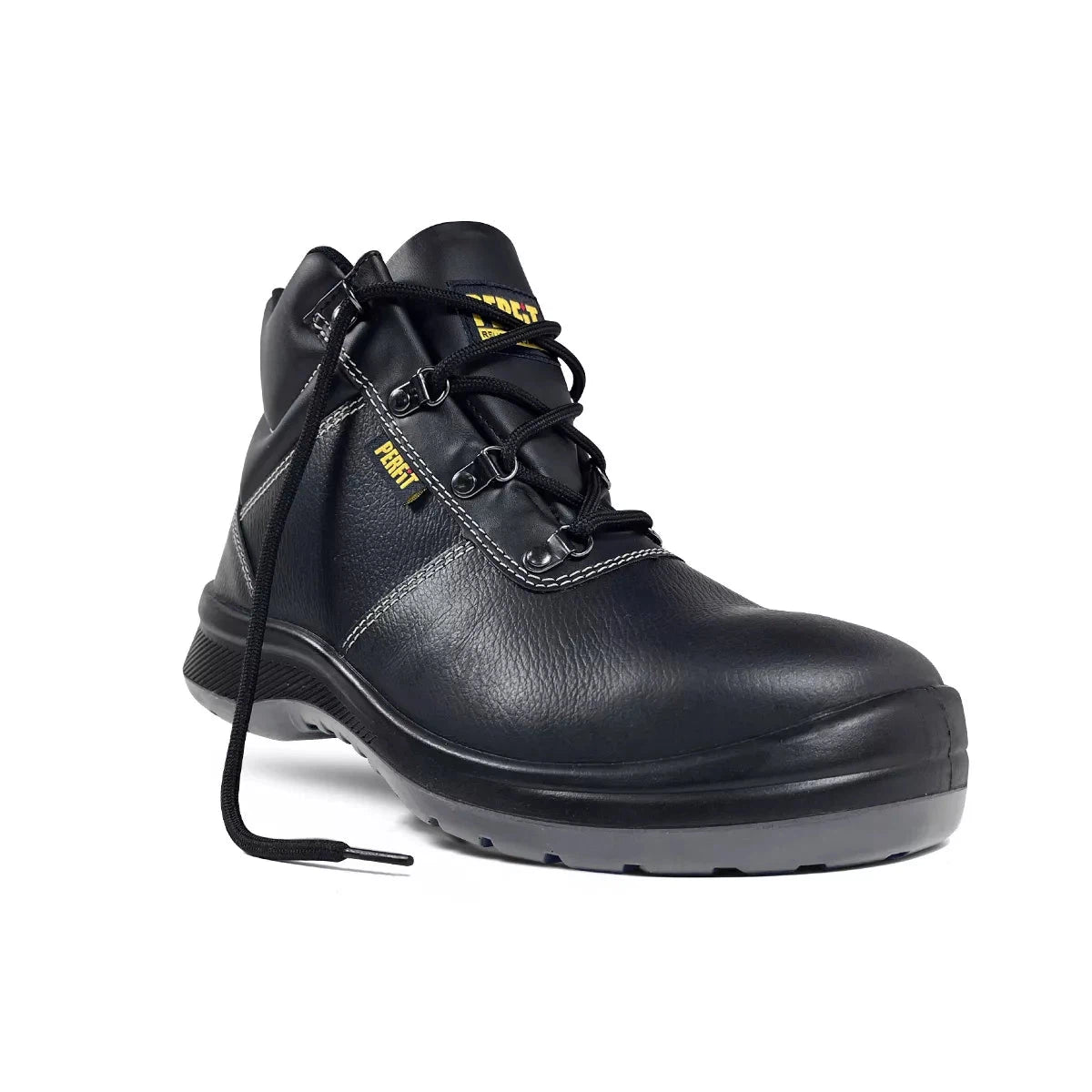 PERSEPHONE EN ISO PFT PT 014 BK S1P Steel Toe Safety Shoes - Dual Density Outsole, Leather Work Boots for Construction & Industrial Use - OSHA Compliant Footwear for Men & Women