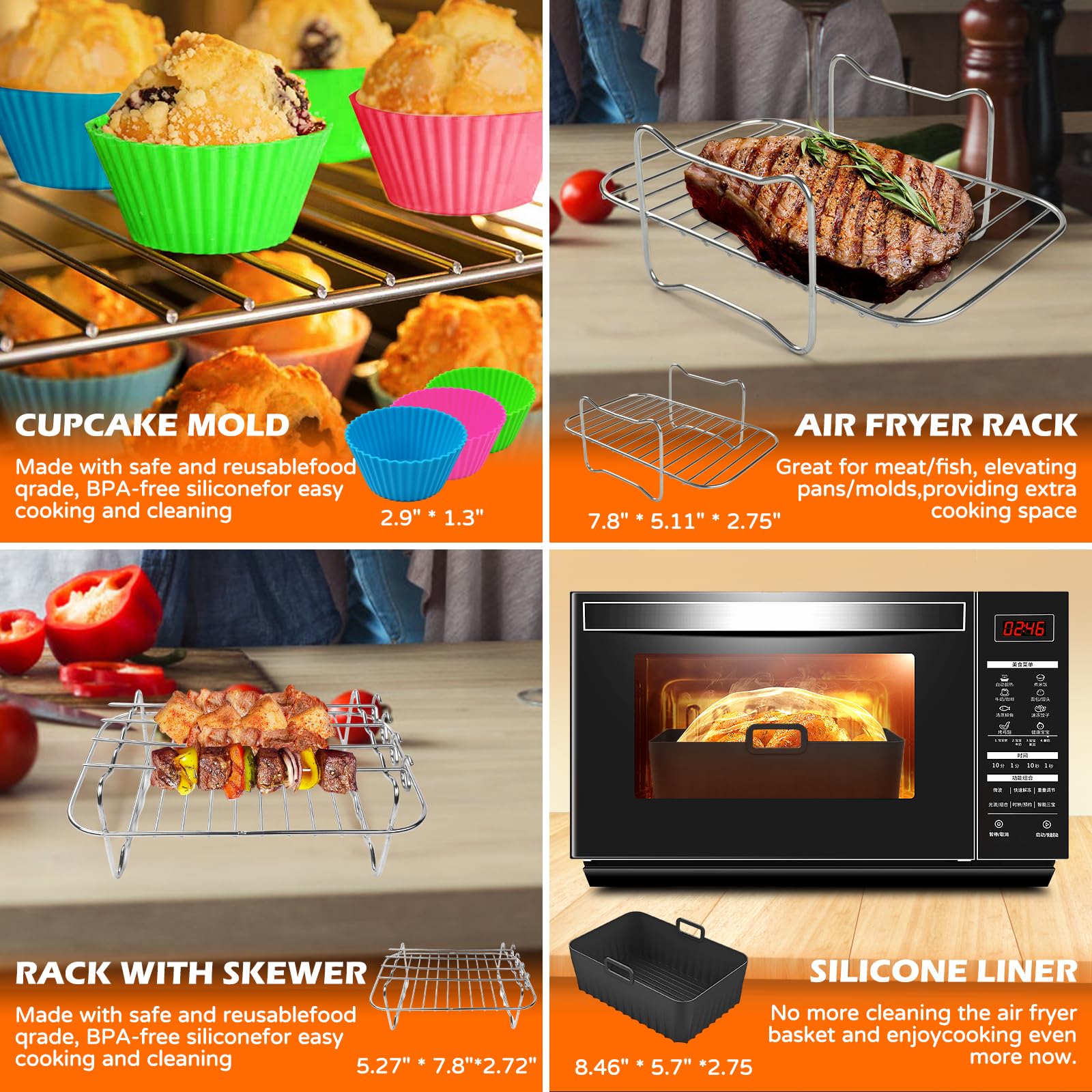 Ninja Air Fryer Accessories Kit - BPA-Free Compatible with Ninja Foodi Max Dual Zone AF400EU AF300EU 7.6L-9.5L & Other Dual Zone Air Fryers - Perfect for Baking, Roasting, and Frying Healthy Meals at Home