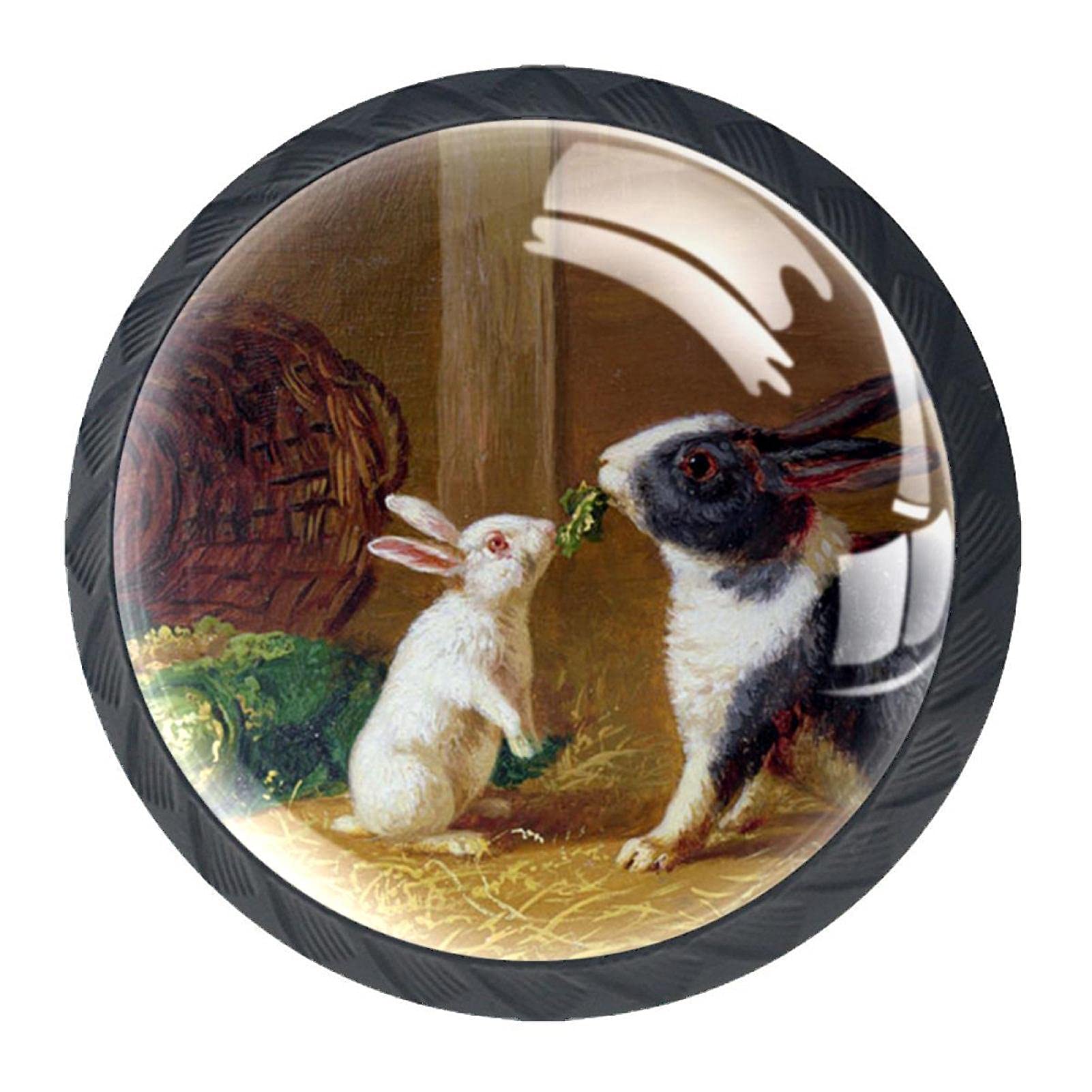 4 Pack Rabbit-Themed Kitchen Cabinet Knobs - Elegant Cupboard Handles & Dresser Drawer Pulls with Screws - Perfect for Farmhouse, Nursery & Kids Room Decor
