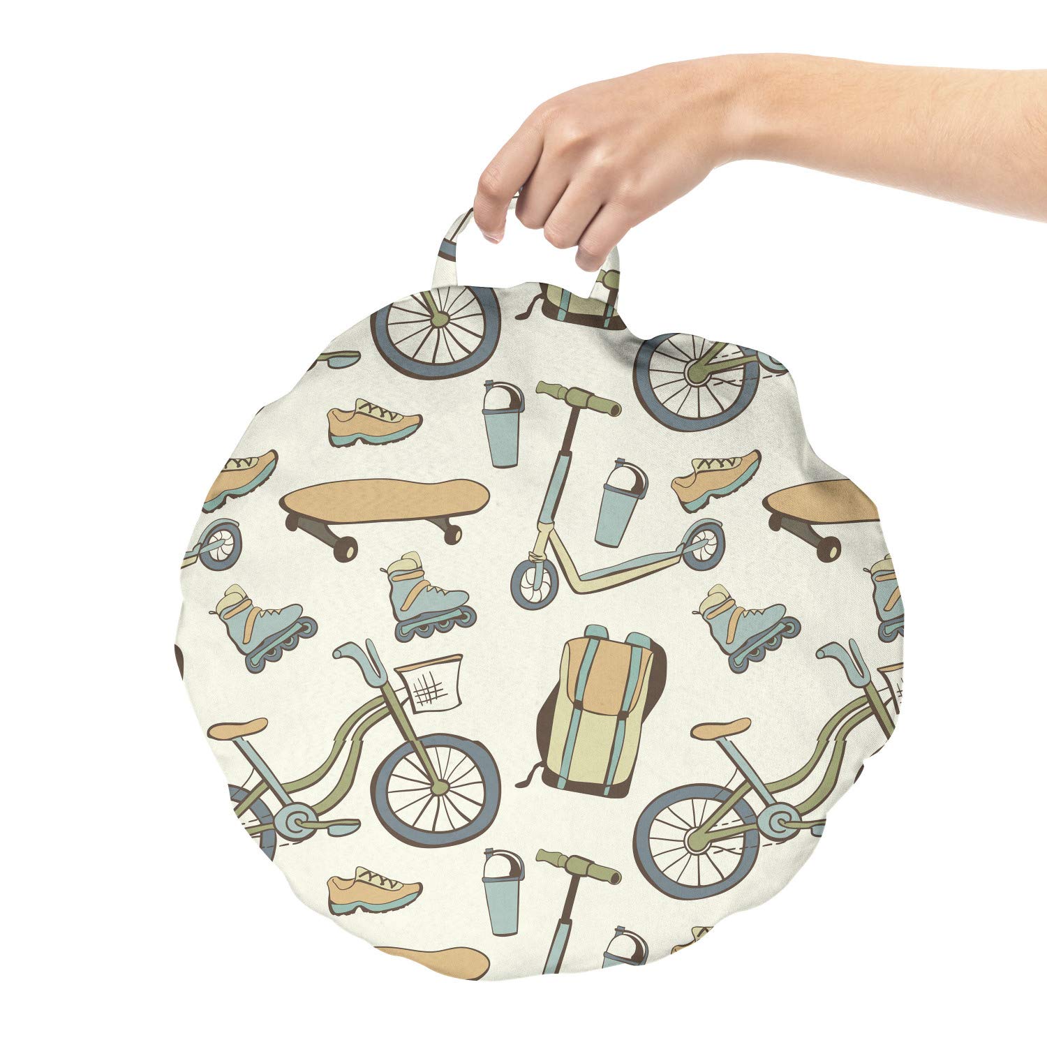 Ambesonne Hipster Round Floor Cushion with Handle - 18
