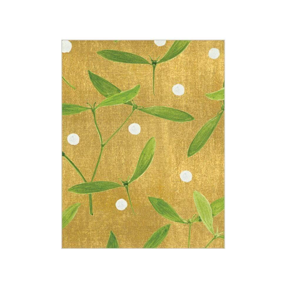Caspari Mistletoe Christmas Gift Cards Set - 4 Mini Holiday Greeting Cards with Envelopes for Christmas Gifts, Party Favors & Festive Wishes