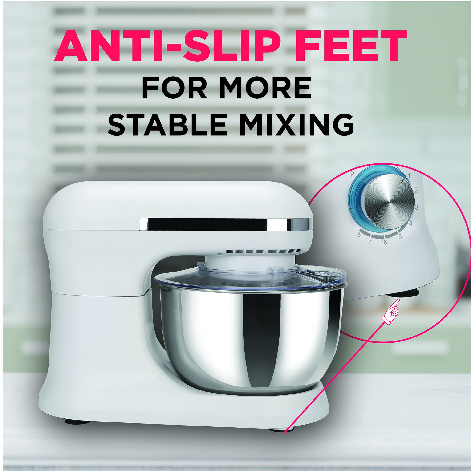 Frigidaire 4.5L Retro Stand Mixer - White | Powerful Kitchen Mixer for Baking, Dough Kneading & Cake Decorating | Perfect for Home Bakers & Small Bakeries