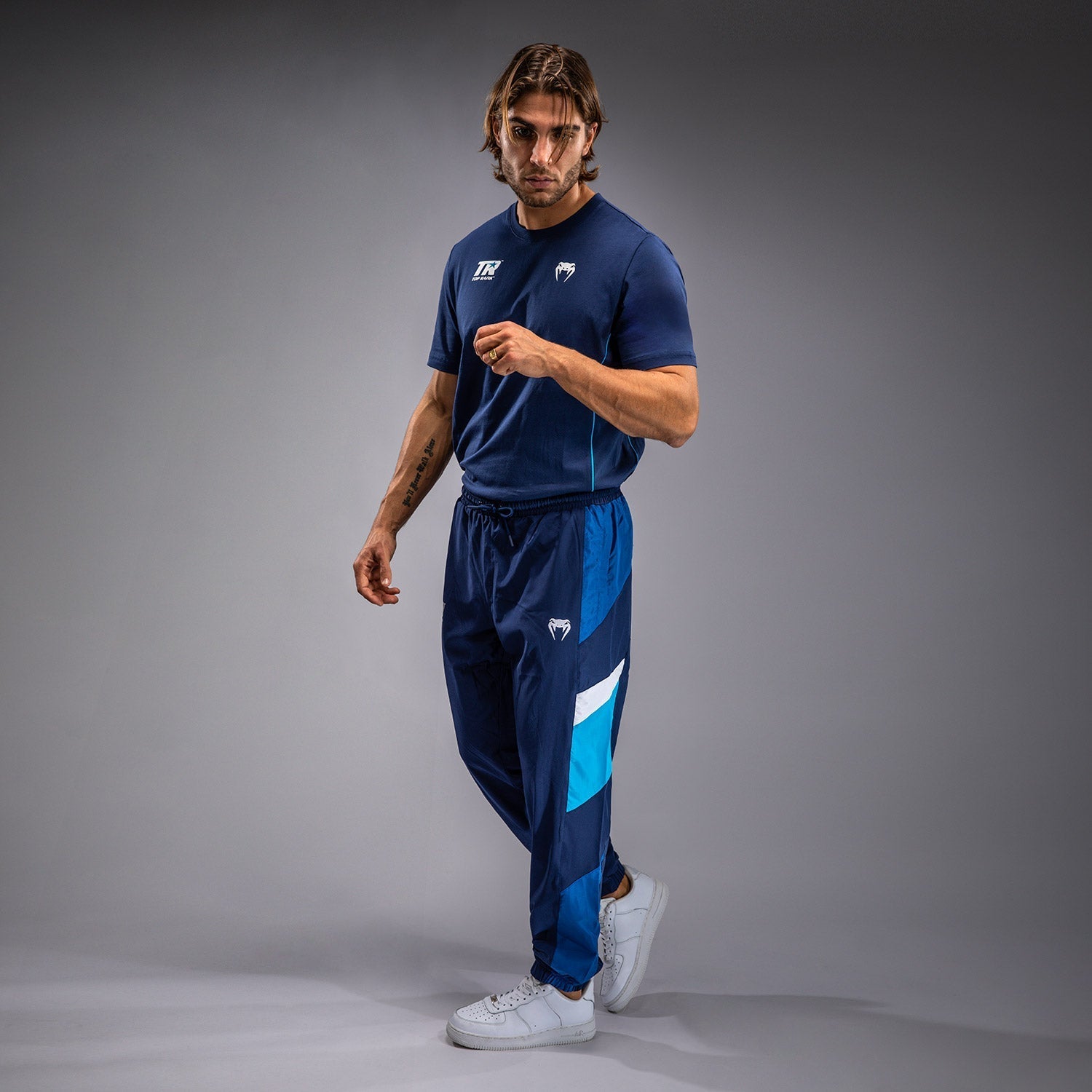 Venum x Top Rank Original Men's Training Tracksuit Pants - Navy Blue MMA & Boxing Workout Gear for Gym & Streetwear