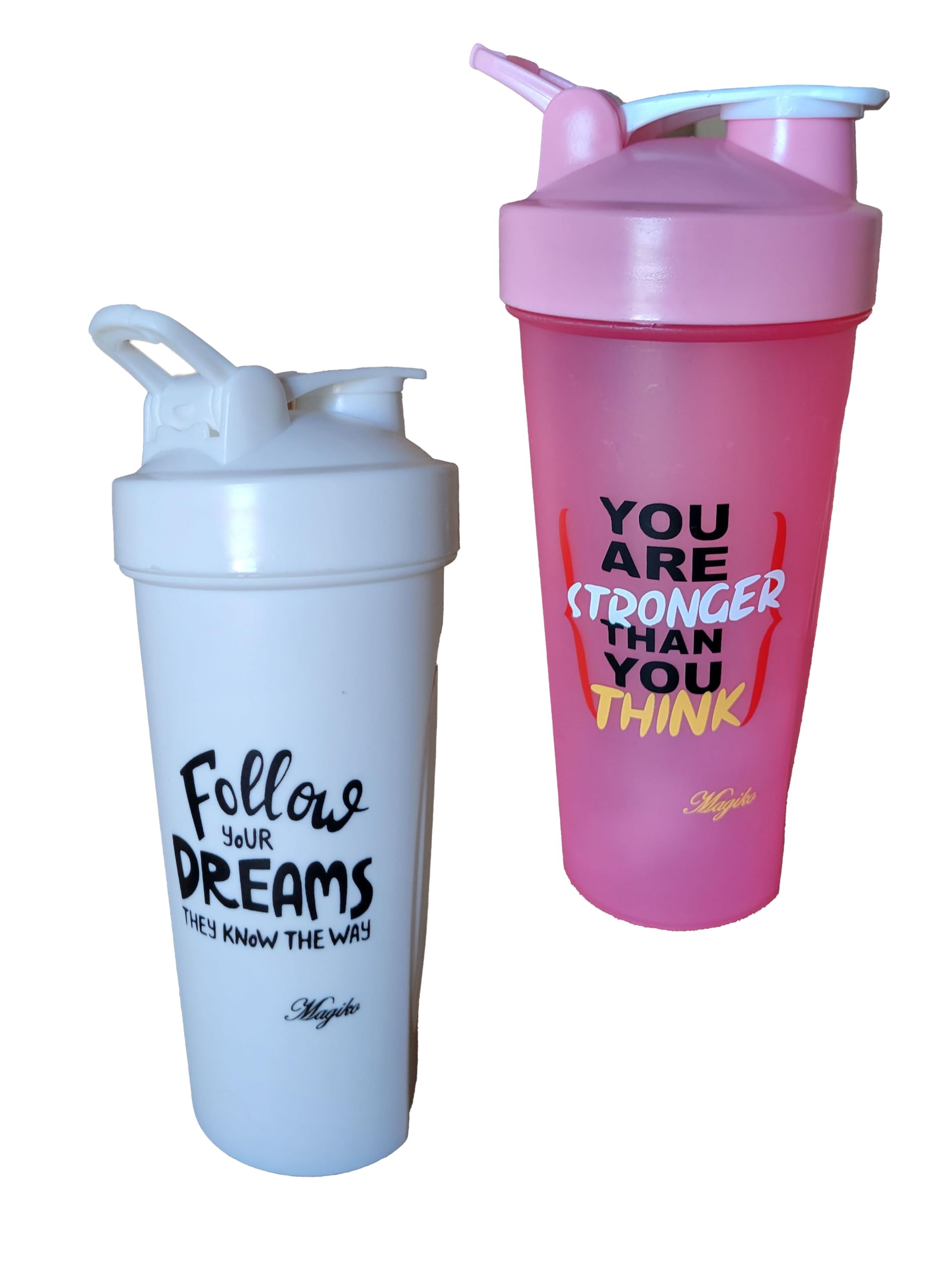 **28oz Magiko Blender Shaker Bottle - BPA-Free Leakproof Protein Shaker for Gym, Workout & Outdoor - Portable Pre-Workout Nutrition Water Bottle - Motivational Design (White/Pink) - Perfect for Smoothies, Protein Shakes & Post-Workout Hydration**