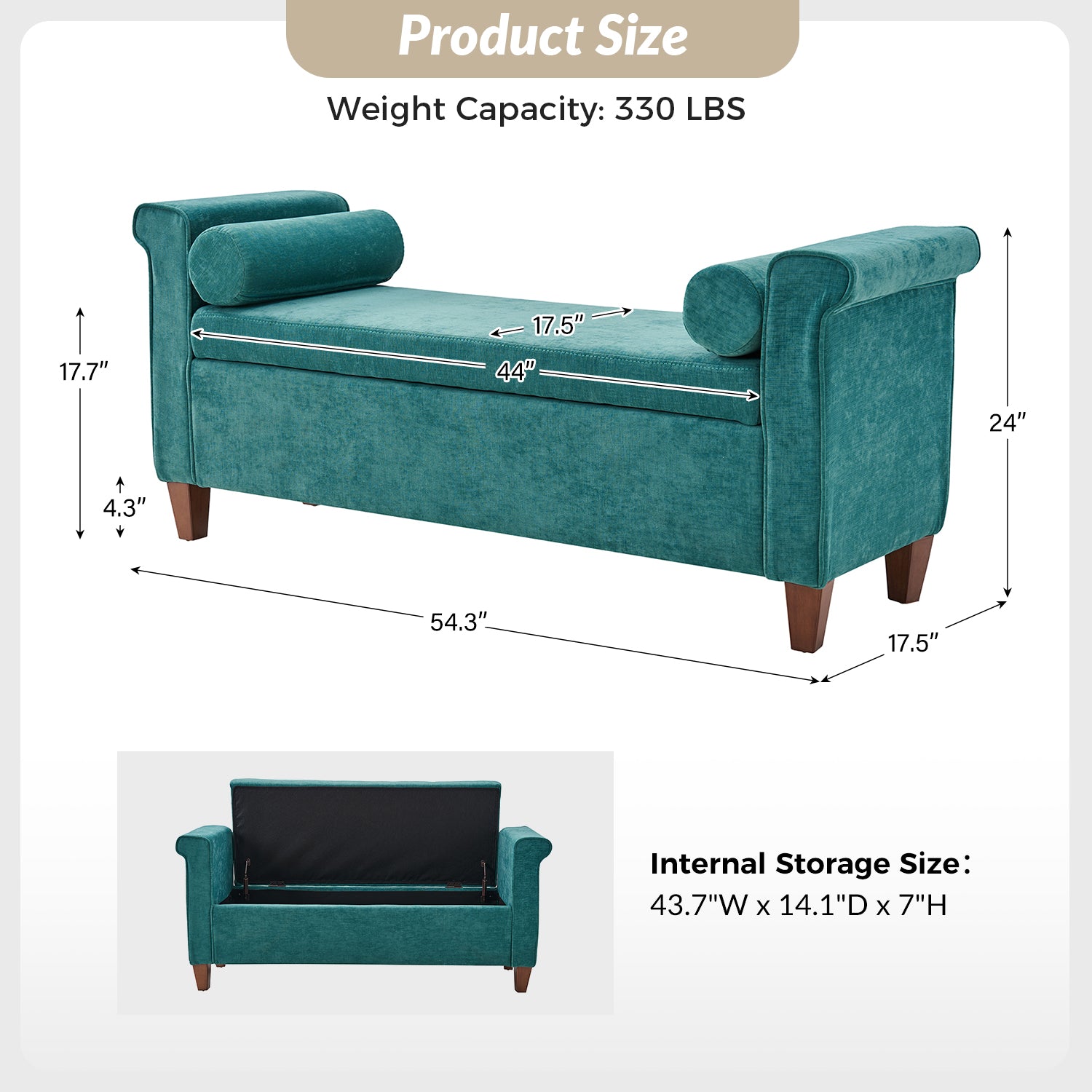 Gabino Traditional Style Storage Bench - Multipurpose Entryway, Living Room, Bedroom Seat with Storage - Perfect for Home Decor & Organization