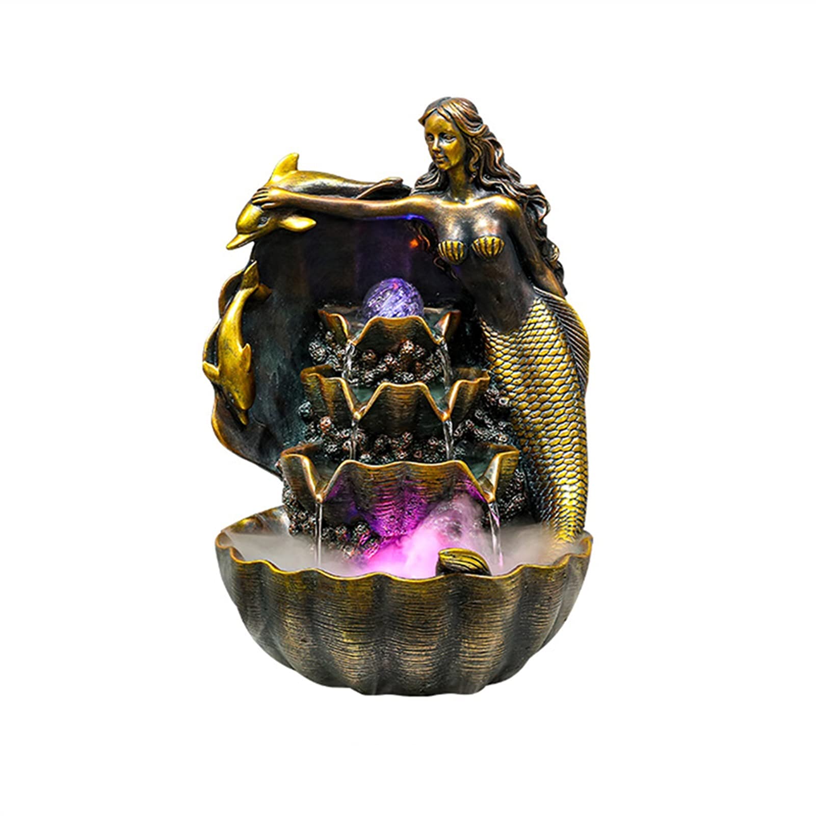 Desktop Fountain for Relaxation - Indoor Tabletop Water Fountain with Mermaid Design, Zen Meditation Decor for Office & Living Room | Perfect for Stress Relief, Home Decor, and Office Ambiance