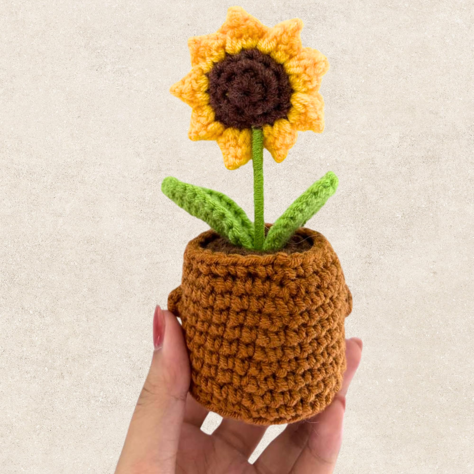 Gossby Handmade Sunflower Crochet Doll with Card - Gift for Coworker, Friend, Teacher - Perfect for Christmas & Birthdays