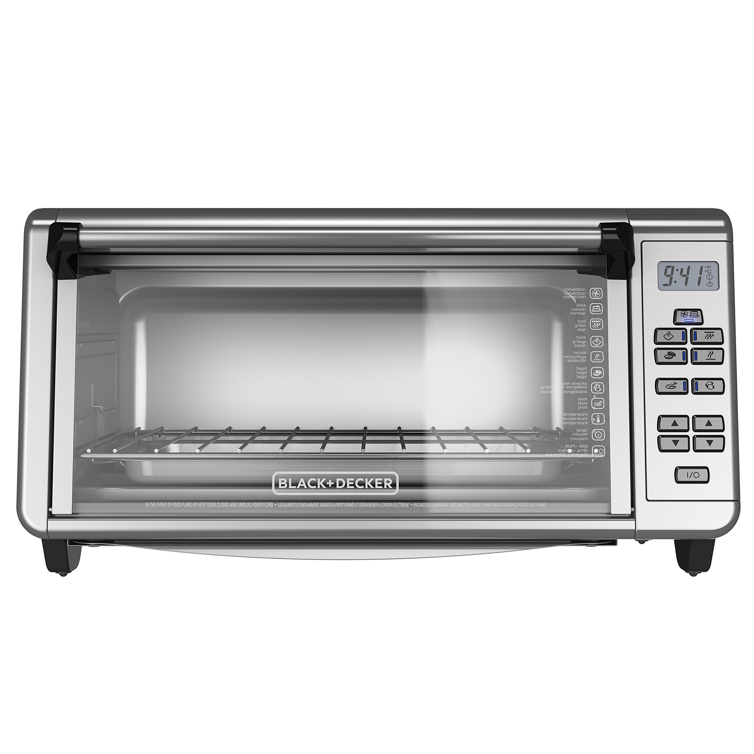 Black+Decker TO3290XSBD 8-Slice Stainless Steel Toaster Oven - Perfect for Baking, Broiling & Toasting in Home Kitchens