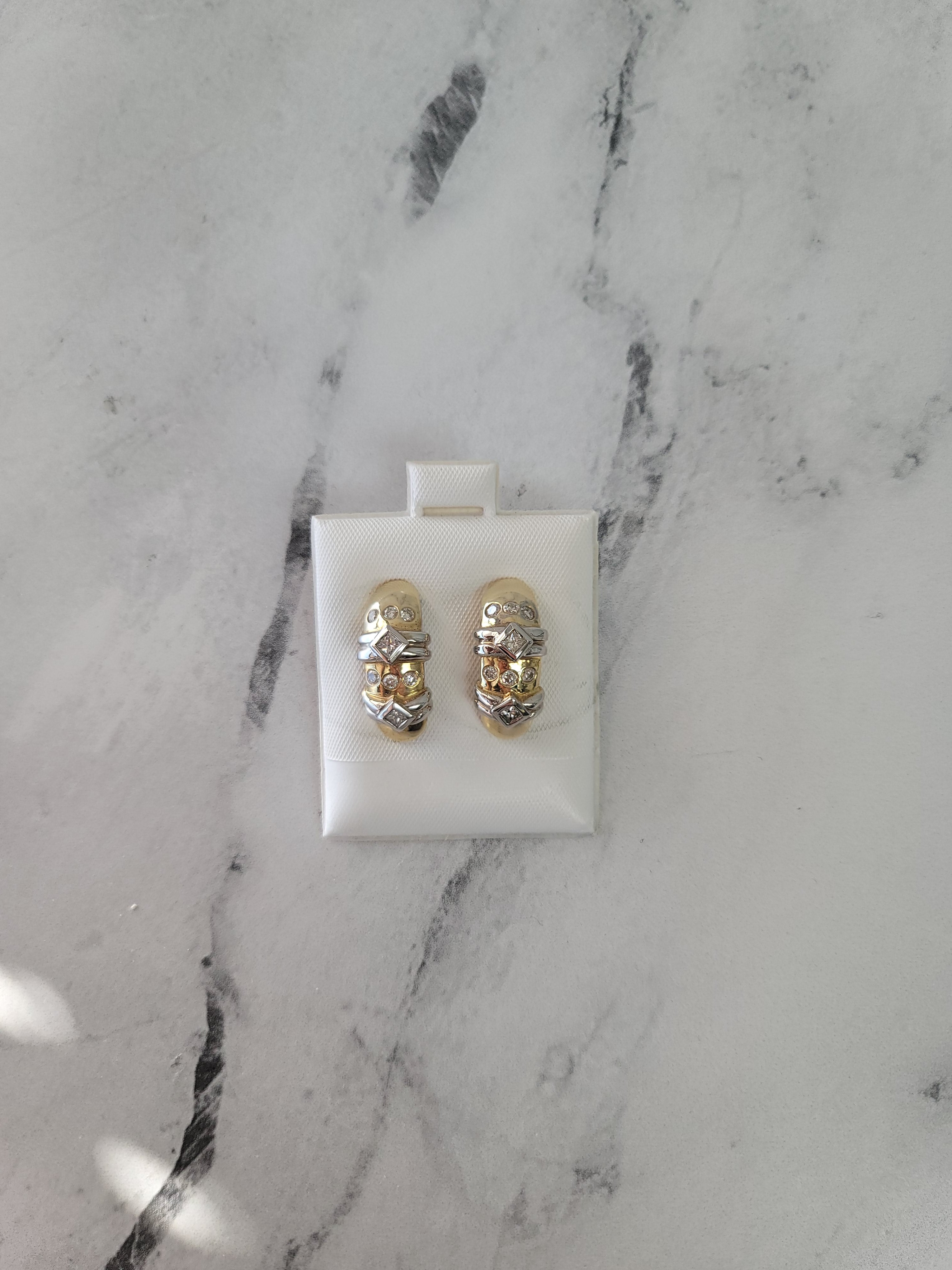 Vintage Style Round & Princess Cut Diamond Earrings .61cttw 14K Two-Tone Gold - Elegant Jewelry for Weddings, Parties & Special Occasions