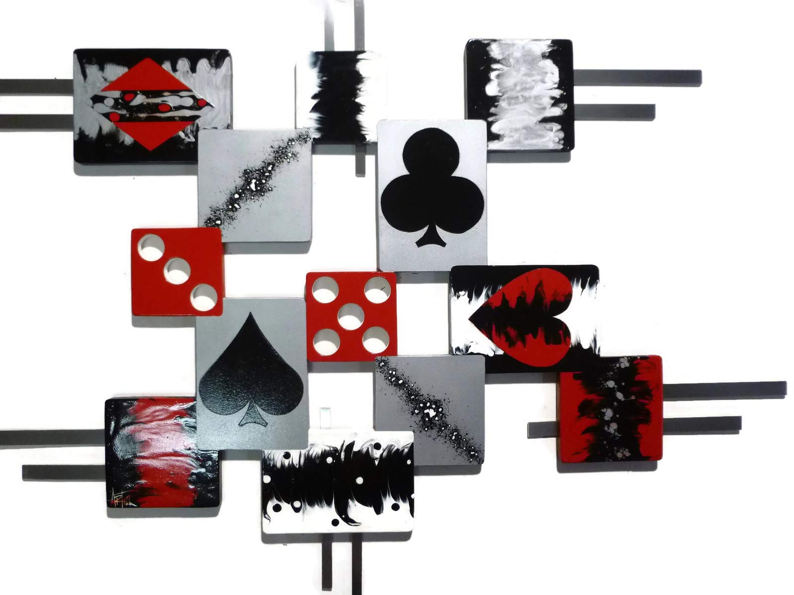 Wood & Metal Playing Cards Wall Art - Unique Card Sculpture Game Theme Home Decor by Diva Art69 - Perfect for Game Rooms, Man Caves & Poker-Themed Interior Design