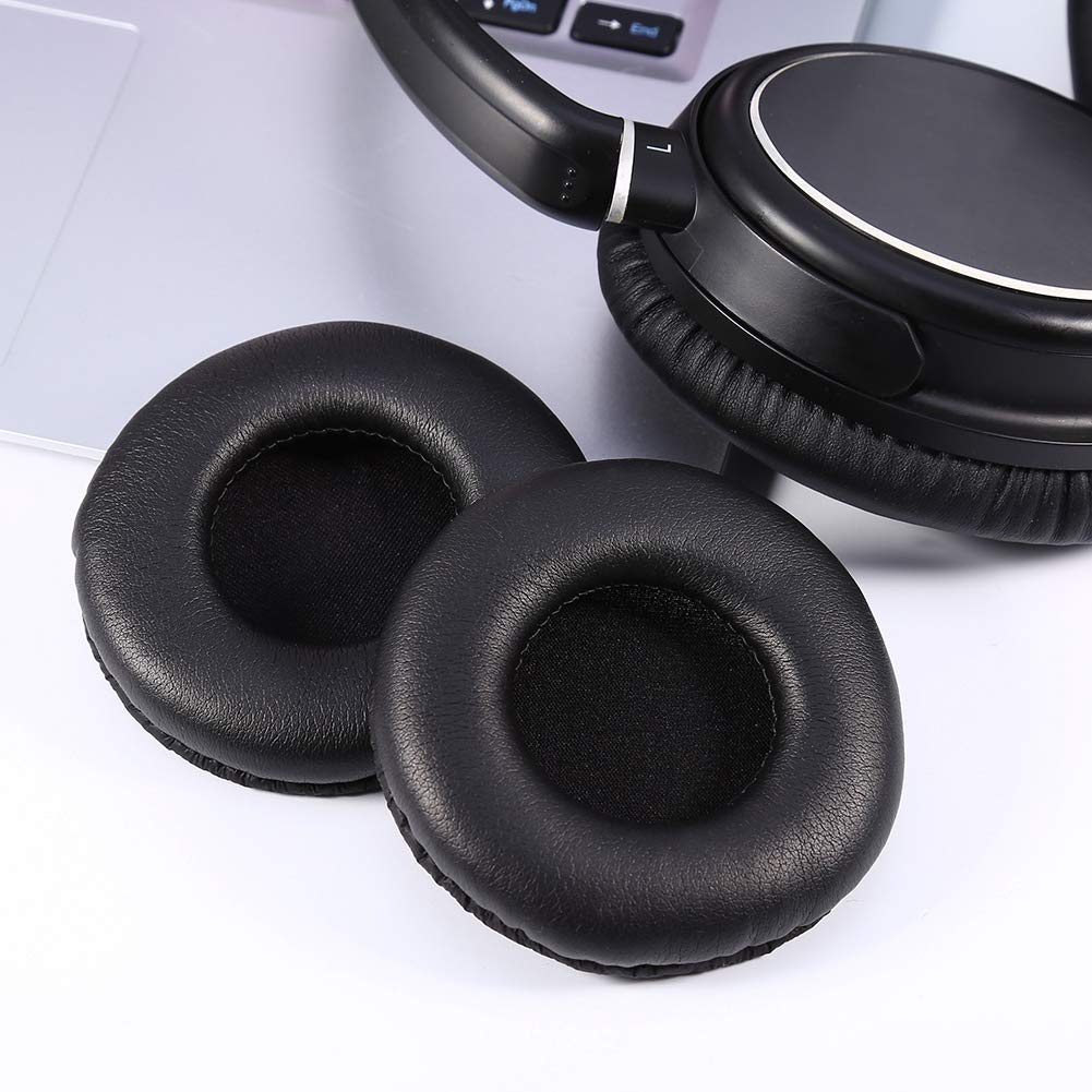 Sutinna Universal 75mm Black PU Leather Ear Pads - Soft Replacement Cushion for Headphones with Cloud-Like Comfort | Perfect for Gaming, Music & Office Use