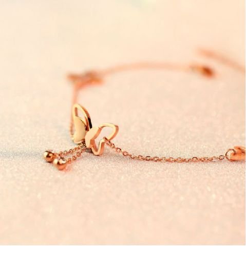Lucky Women's Butterfly Charm Gold Anklet Bracelet Chain - Elegant Cute Foot Jewelry for Summer Beach, Party & Boho Fashion