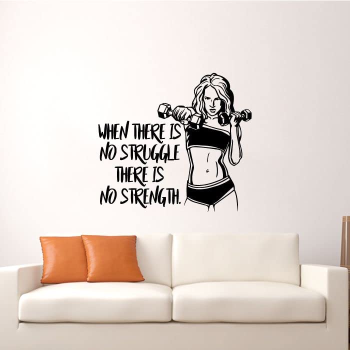 Inspirational Fitness Quote Vinyl Wall Decal - 'When There Is No Struggle There Is No Strength' Motivational Workout Art for Home Gym, Office & Workout Area (24x40 Inch) - Perfect for Fitness Room Decor & Exercise Motivation