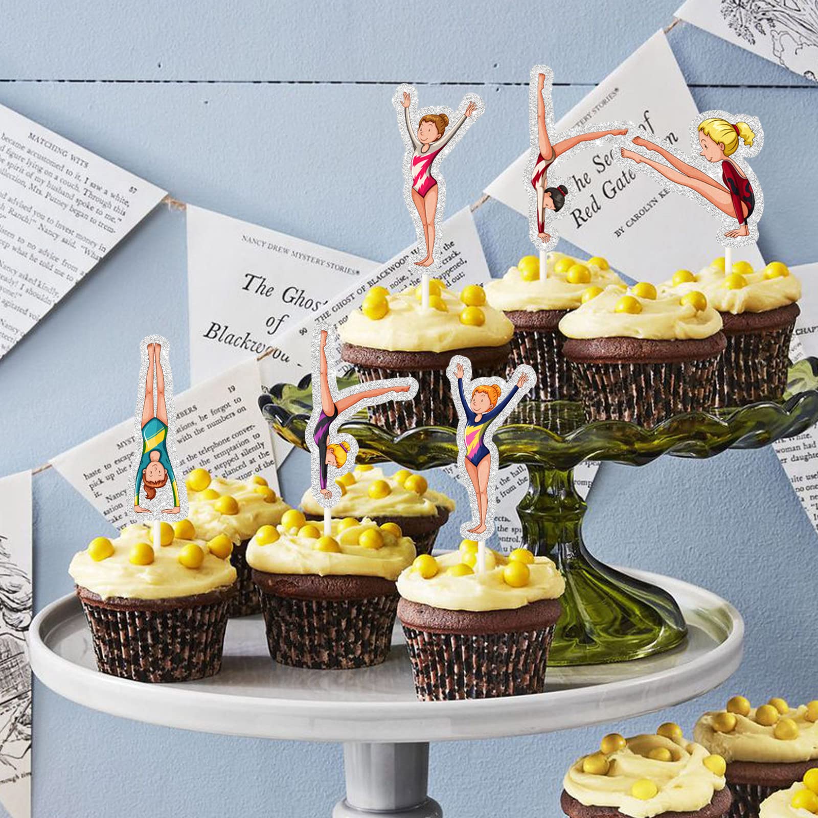 18Pcs Gymnastics Cupcake Toppers - Gymnast Cake Decorations for Birthday & Baby Shower - Happy Birthday Cake Picks for Gymnast Girl - Perfect for Gymnastics Themed Parties, Kids Celebrations & Sports Events