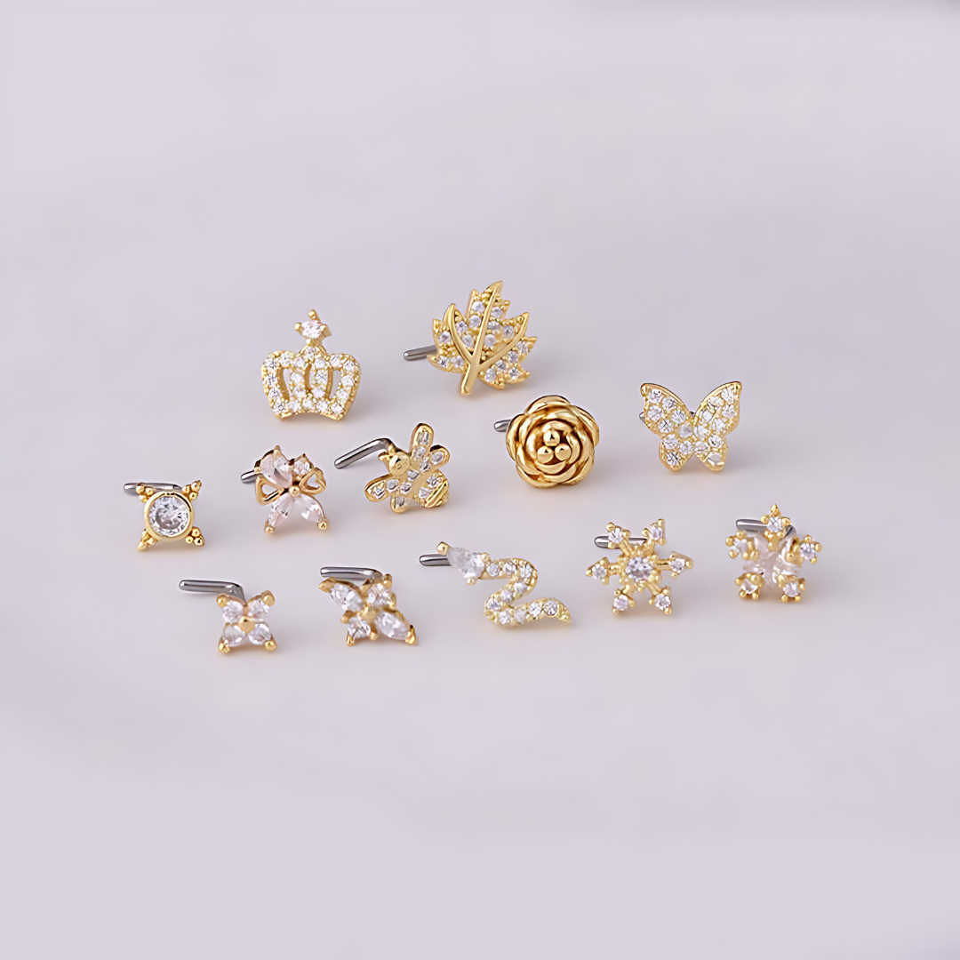 20G Hypoallergenic Rose Leaf Nose Studs - Surgical Steel Nose Ring for Sensitive Skin | Perfect for Everyday Wear, Parties & Special Occasions | HSPJ700