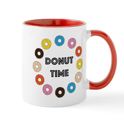 White/Red Inside - Donut Time Mugs