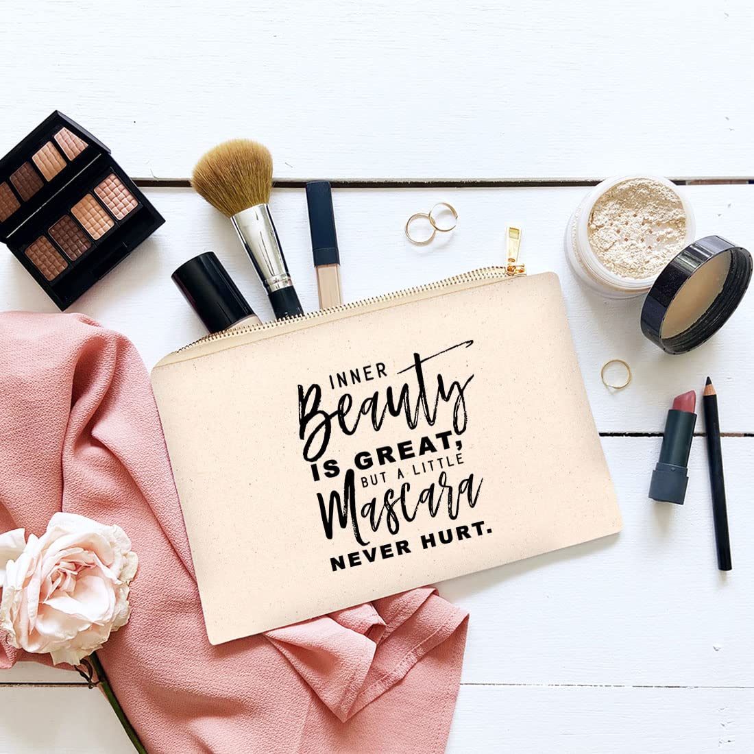 Waterproof Canvas Makeup Bag for Women - 6.5x9 Inch Travel Cosmetic Pouch & Toiletry Organizer | Holds Makeup Brushes, Skincare & Essentials | Stylish Gift for Birthday, Christmas | Perfect for Travel, Gym, Spa, Work, School, Beach & Yoga | Compact & Lightweight for Daily Beauty Routine & On-the-Go Touch-Ups | Ideal for Makeup Storage, Travel Essentials, Gym Toiletries, Spa Visits, Work Commute, Weekend Getaways, School Supplies, Beach Trips & Yoga Classes