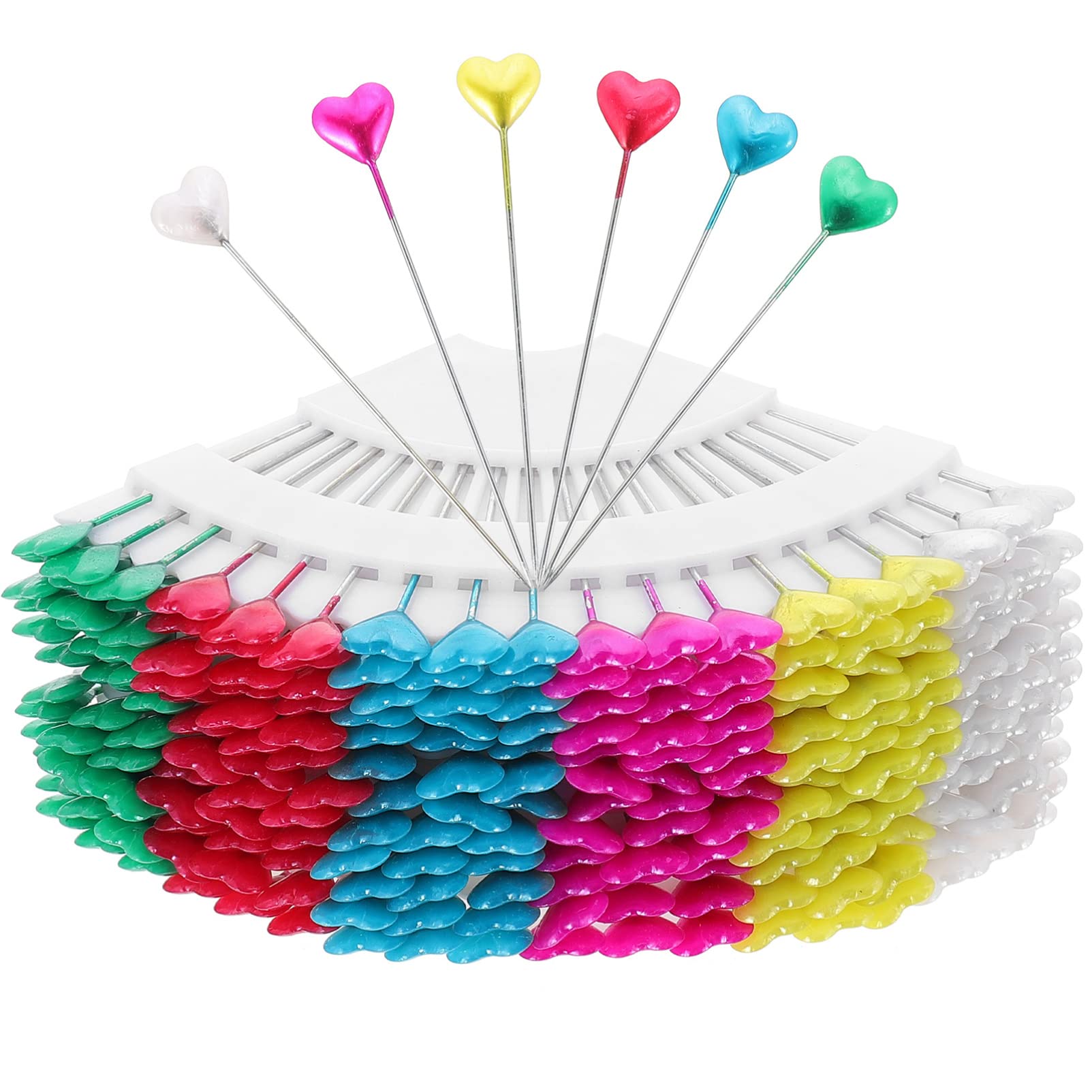 COHEALI 216pcs Pearlescent Steel Dressmaker Pins with Heart-Shaped Heads - Perfect for Quilting, Sewing & Fabric Crafts | Sharp Straight Pins for Precise Positioning in DIY Projects