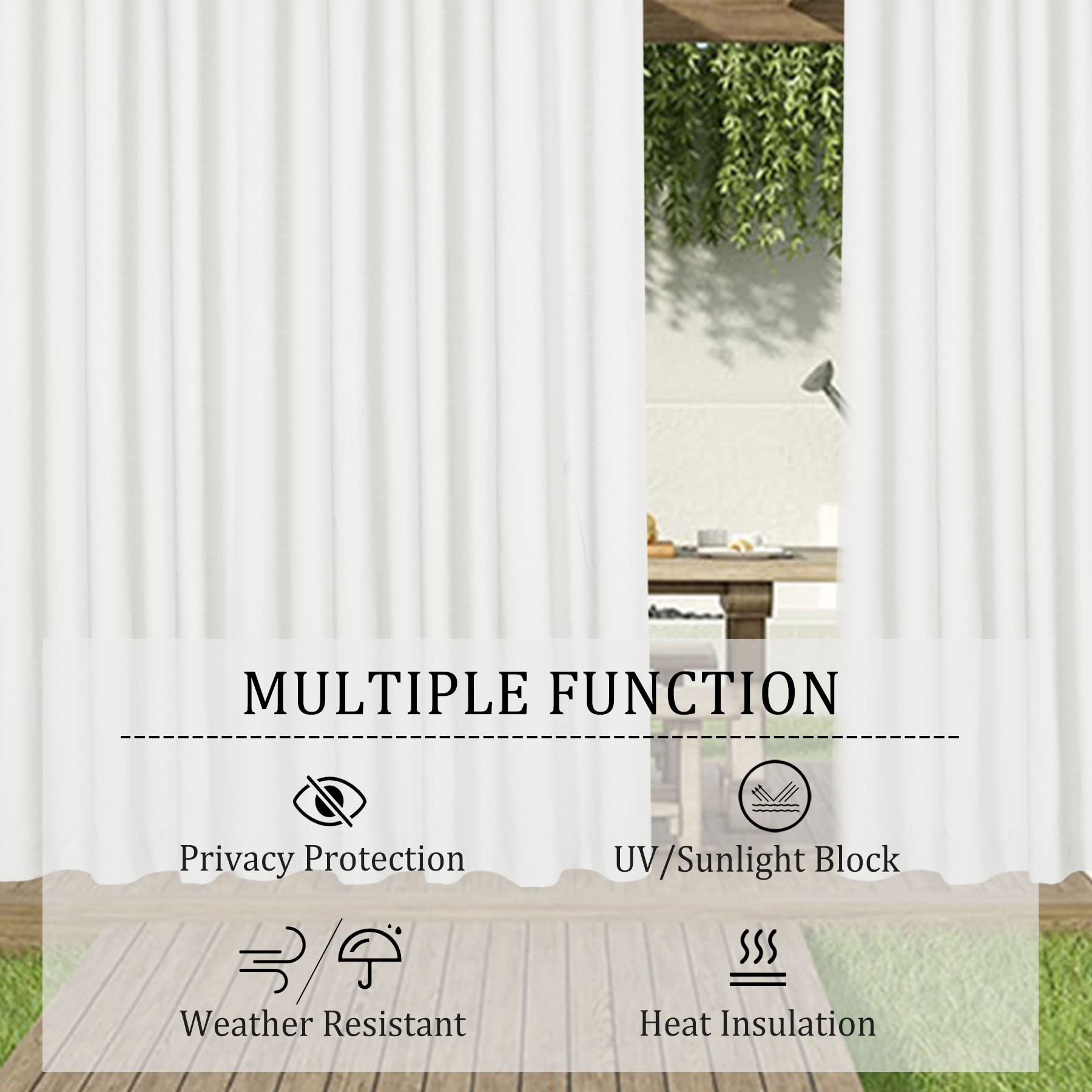 Waterproof Extra Wide Outdoor Curtains for Patio - 200W x 84L Inch Burlap Privacy Drapes with Rope Tiebacks | UV Resistant, Weatherproof Window Treatment for Indoor & Outdoor Use | Perfect for Porch, Deck, Pergola and Sunroom Protection