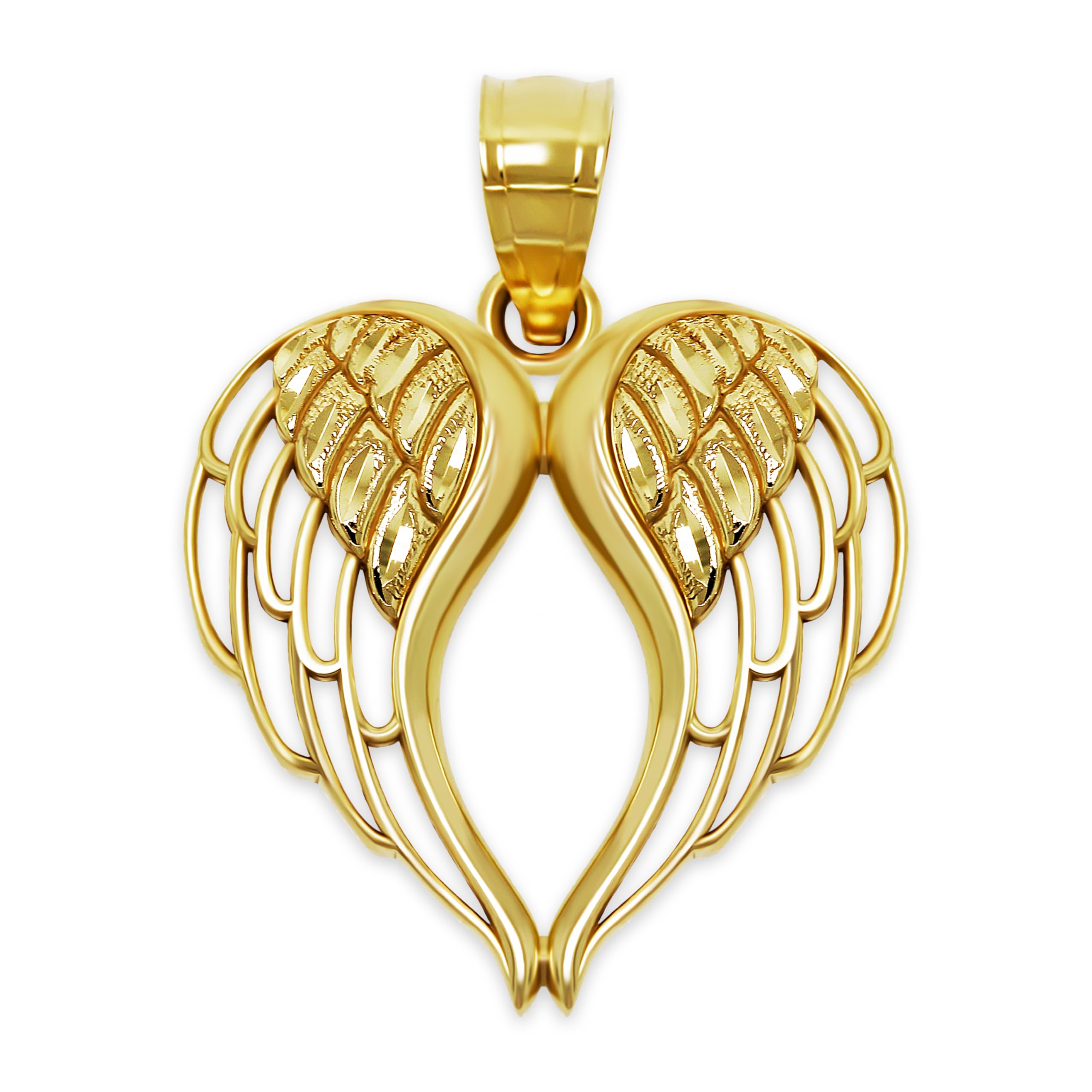 10K Solid Gold Angel Wings Charm Pendant Necklace - Elegant Jewelry Gift for Women - Perfect for Birthdays, Anniversaries & Special Occasions
