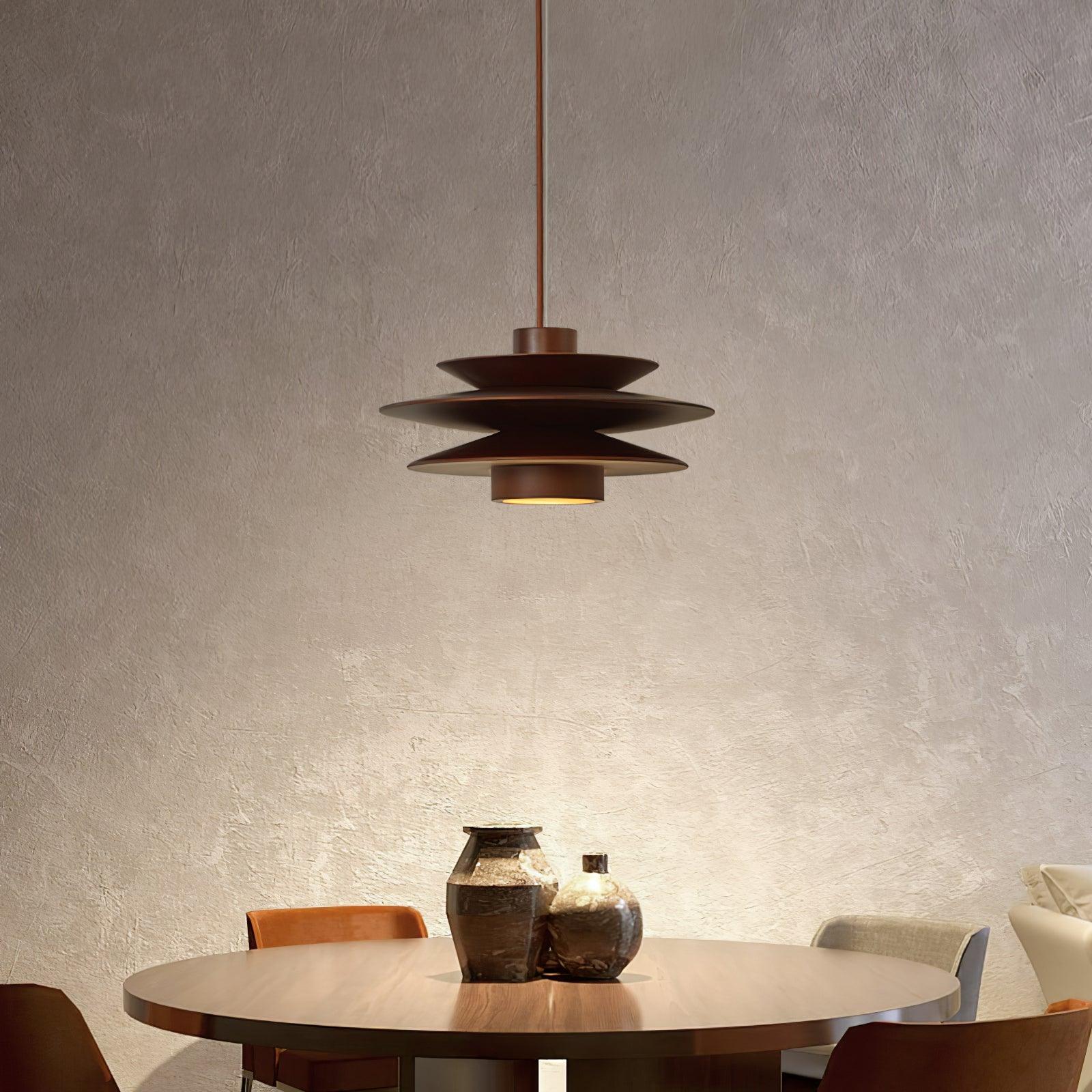 Handmade Cascade Wooden Disc Pendant Light - Natural Boho Ceiling Fixture for Dining Room, Bedroom & Living Room Decor