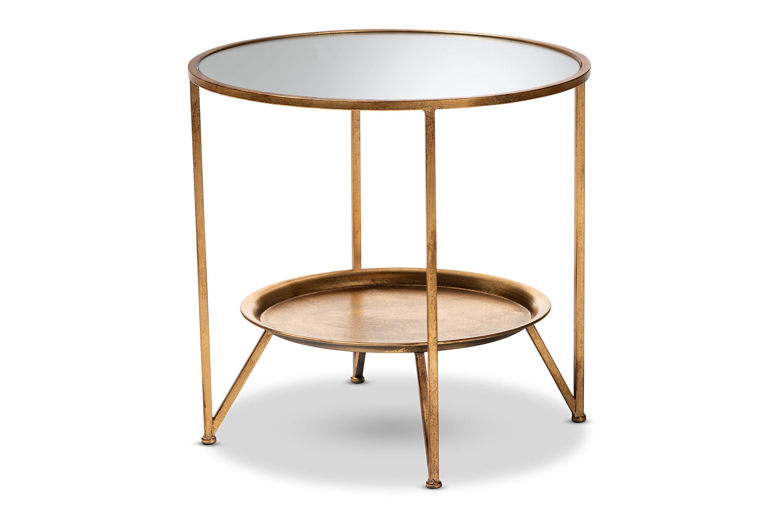 Baxton Studio Antique Gold End Table - Modern Side Table for Living Room, Bedroom & Office - Perfect for Coffee, Books & Decor