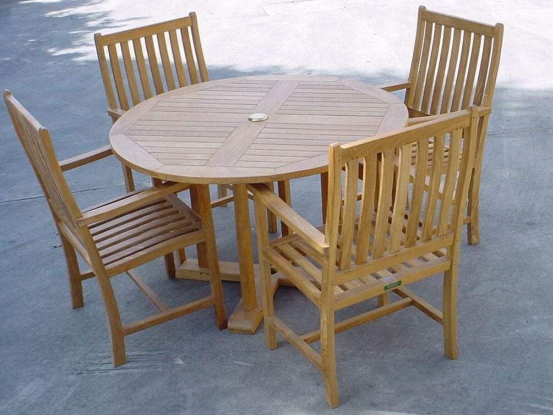 Anderson Teak Tosca Wilshere 5-Piece Outdoor Dining Set - Durable Teak Wood Patio Furniture for Garden, Poolside & Backyard (Set of 16)