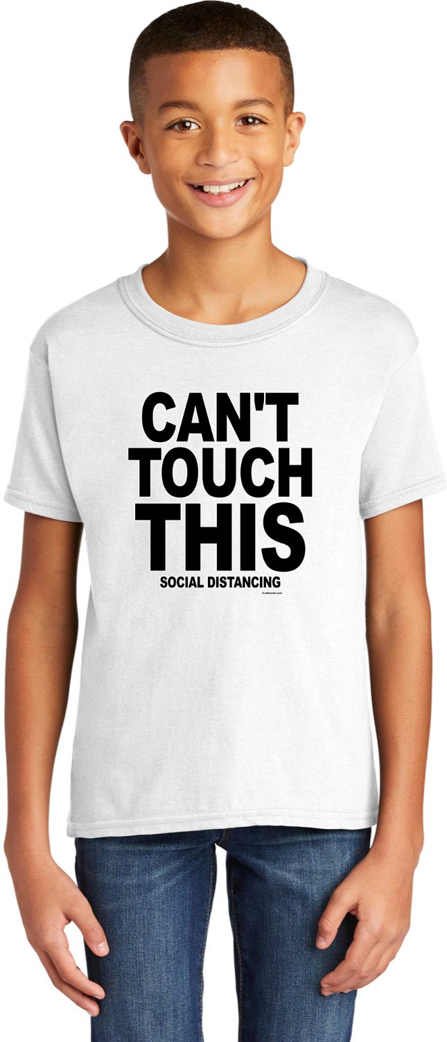 Social Distancing Can't Touch This Youth Kids T-Shirt - Funny Graphic Tee for Boys & Girls - Perfect for School, Playdates & Family Outings