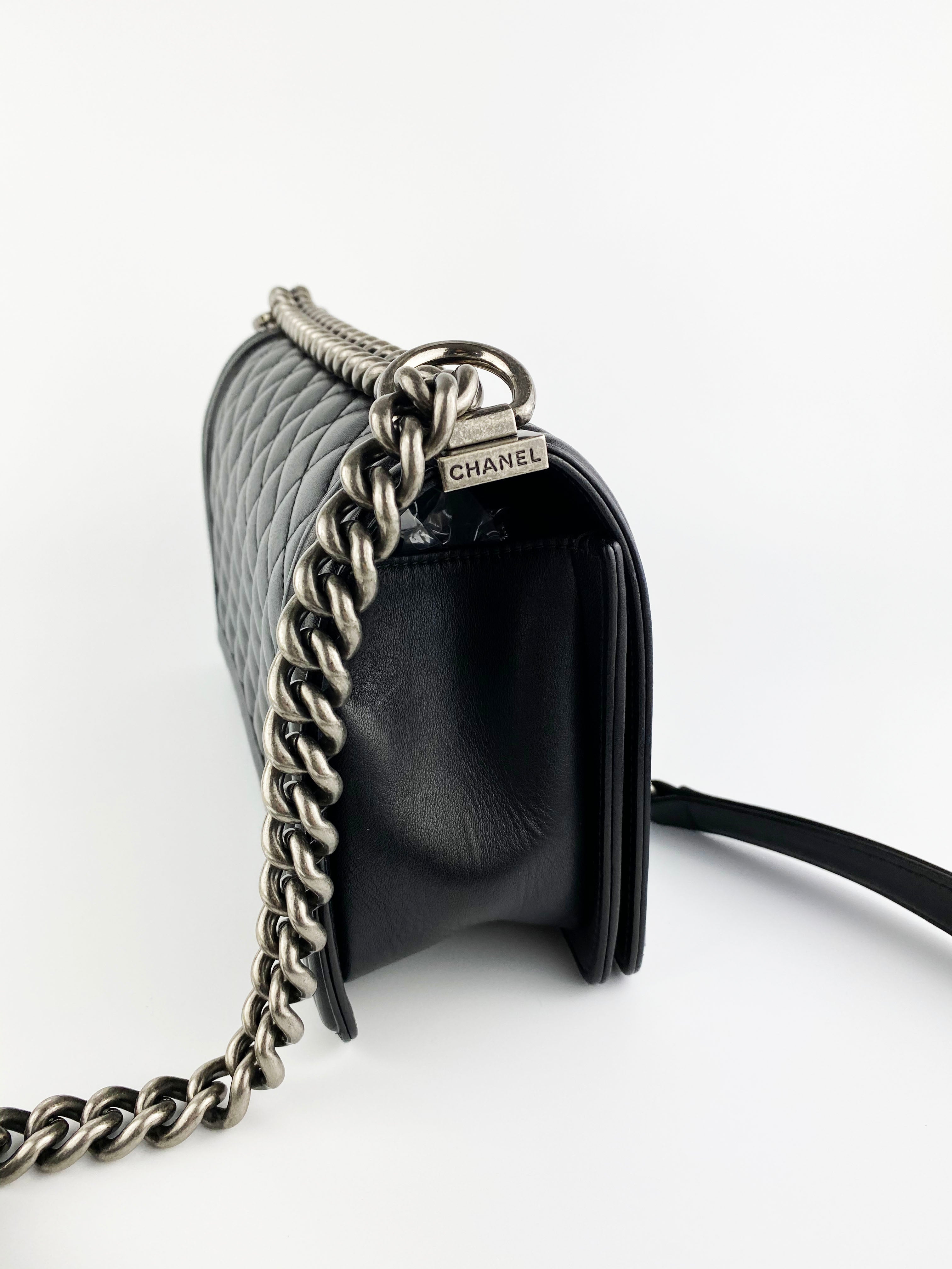 Chanel Boy Lambskin Leather Handbag Black - Luxury Designer Crossbody Bag for Women | Perfect for Evening Events, Parties & Special Occasions