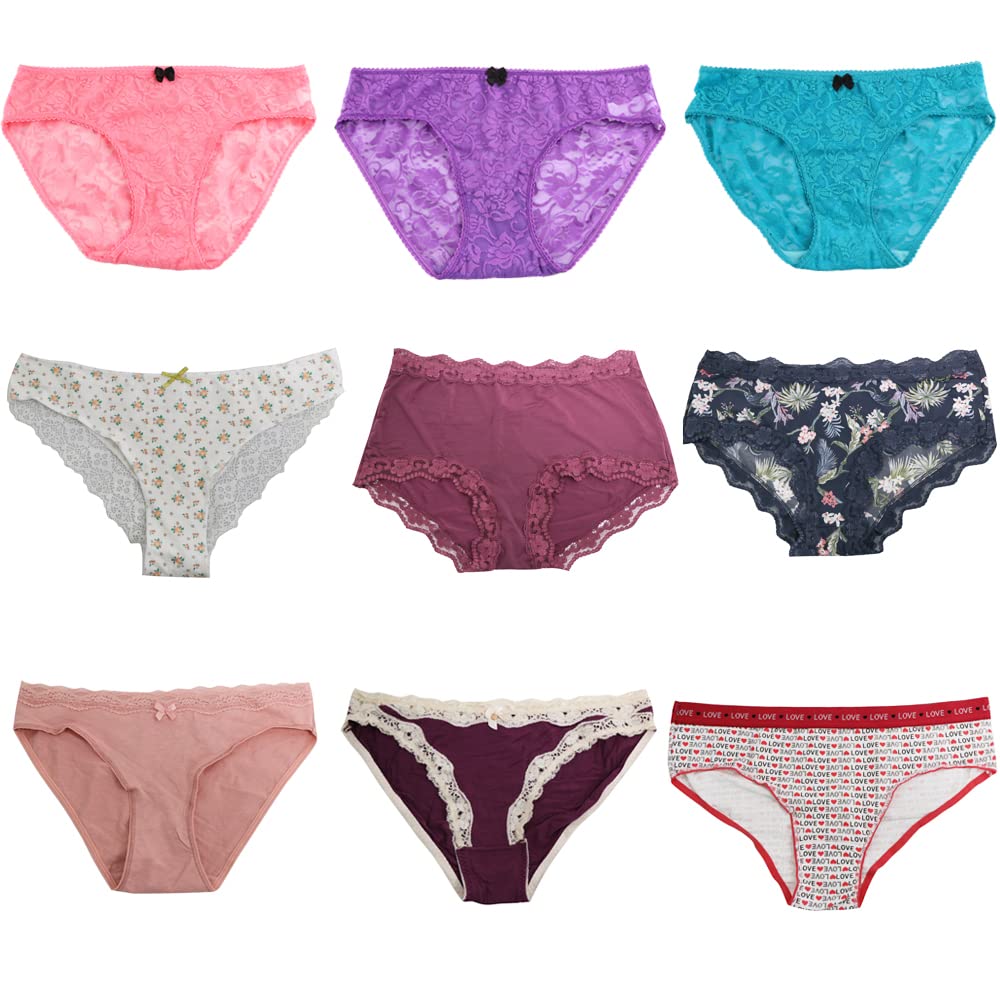 Sexy Women's Lace T-Back Tanga Bikini G-String Thong Underwear 10-Pack - Soft Comfortable Panty Set for Everyday Wear & Special Occasions