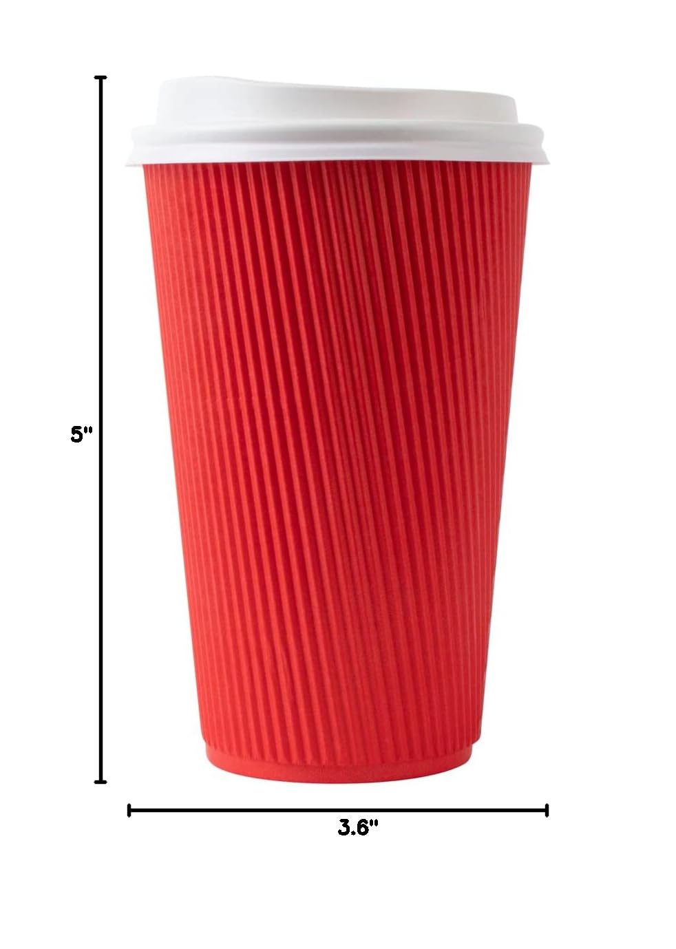 16oz Insulated Coffee Cups with Lids - 20 Pack Leakproof Ripple Wall Hot Cups | Disposable Red Paper Coffee Mugs for Tea, Hot Cocoa & Lattes | Perfect for Restaurants, Cafes & Office Break Rooms
