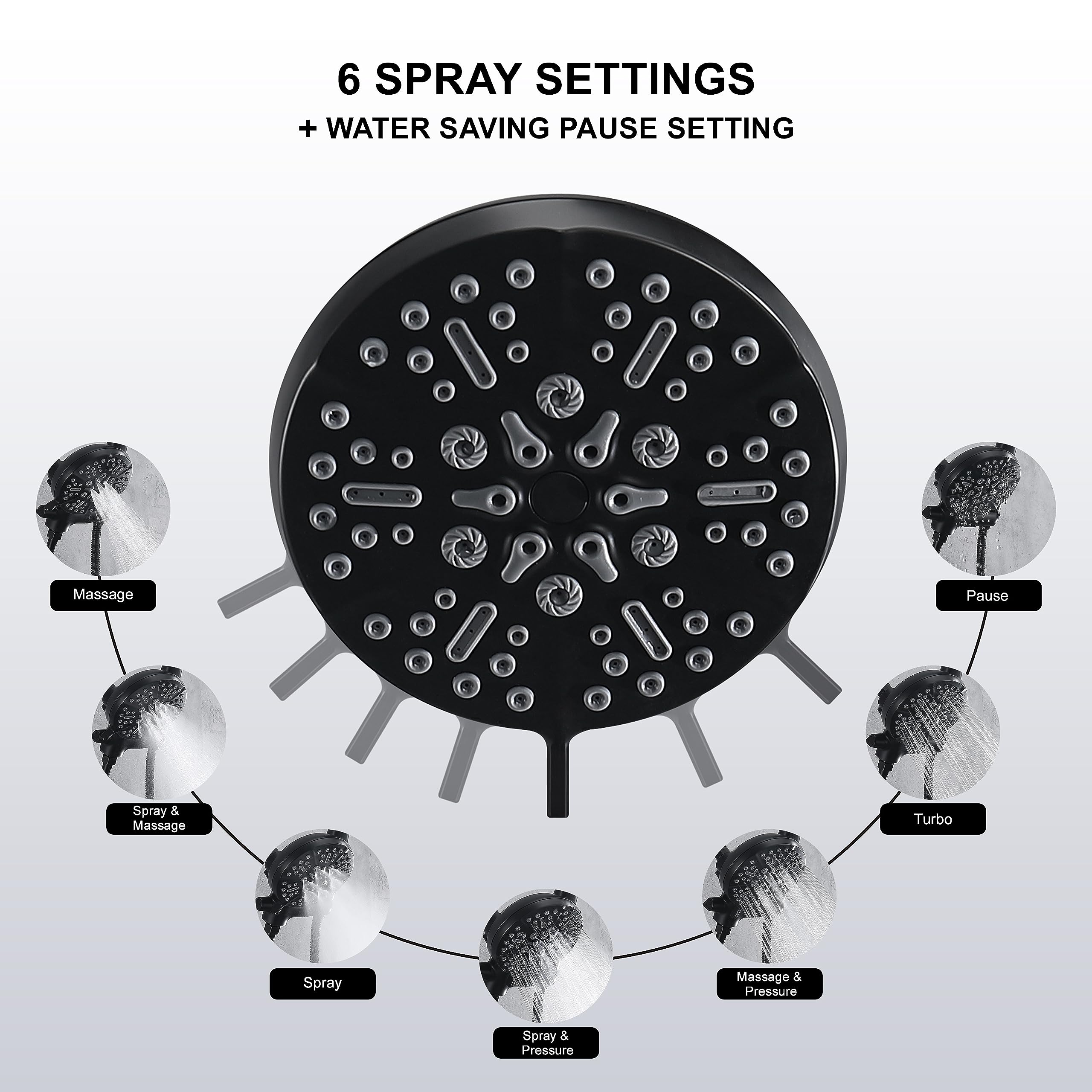 KIRLYSTONE Matte Black Shower Faucet Set - High Pressure Shower System with Rainfall Shower Head & Handheld Sprayer - Brass Valve Bathtub & Shower Trim Kit for Modern Bathroom Renovation (Perfect for Master Bath, Guest Bath & Spa-Like Shower Experience)