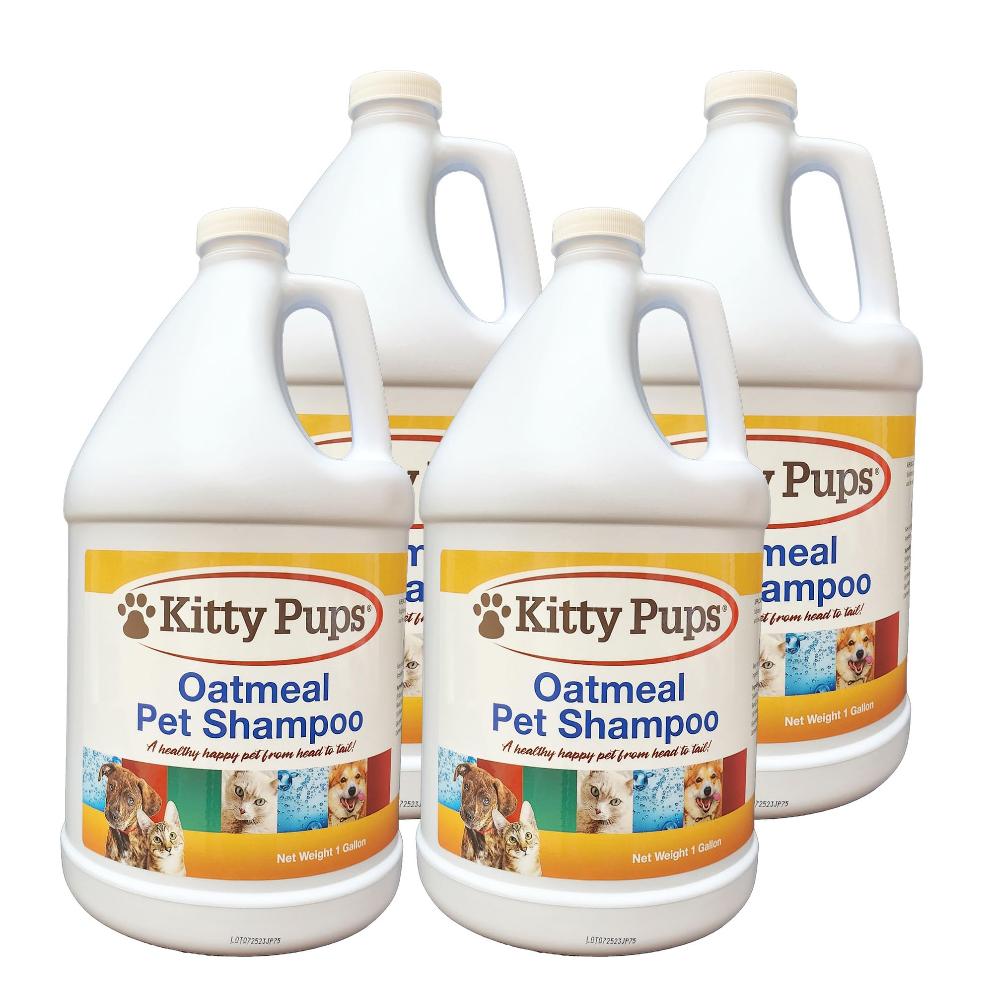KittyPups Oatmeal Pet Shampoo for Dogs & Cats - Itch Relief & Soothing Bath, Hypoallergenic Formula (Pack of 4) - Perfect for Dry, Sensitive Skin & Allergy-Prone Pets